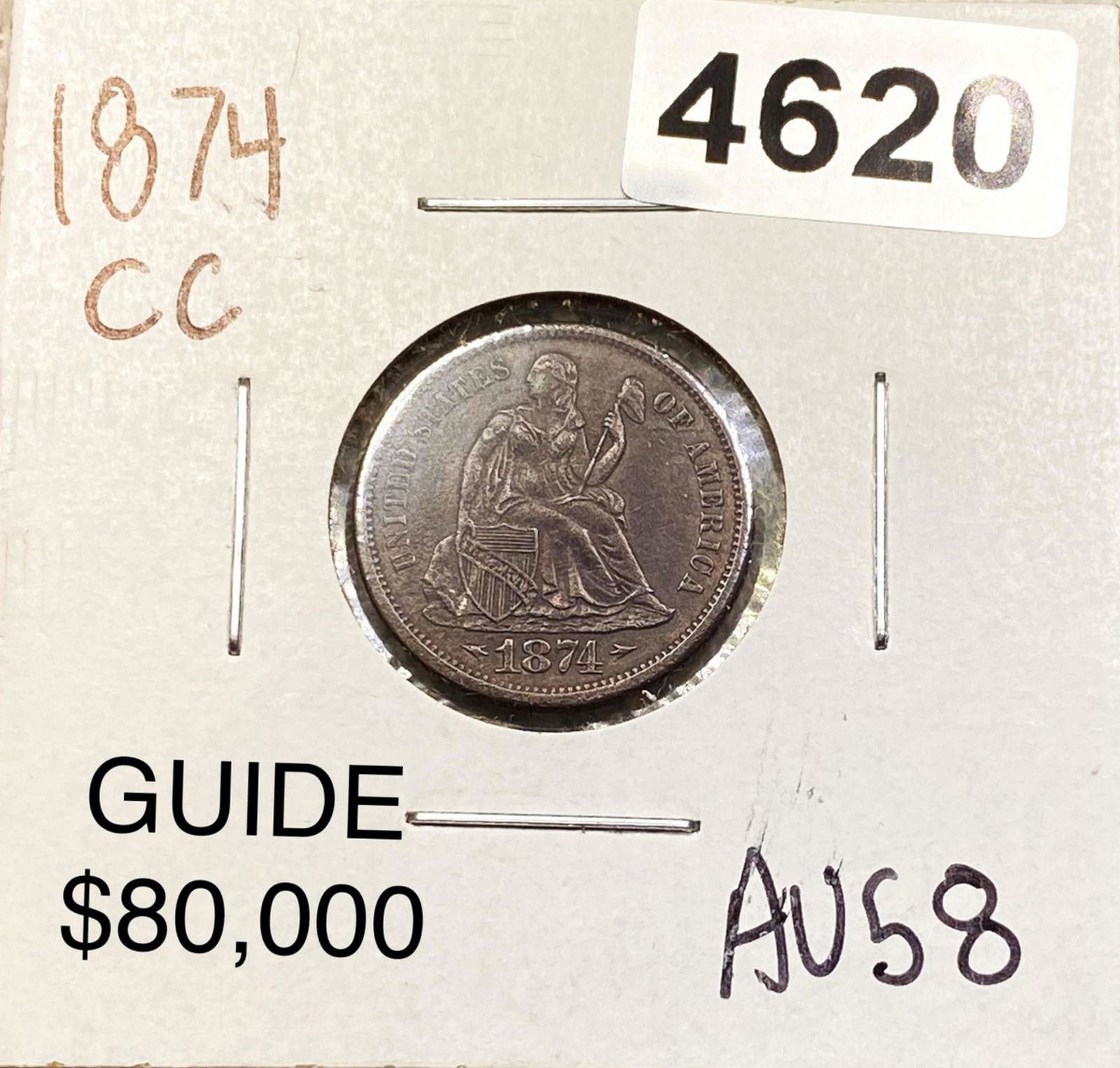 1874-CC Seated Liberty Dime CHOICE AU (1 of 2)