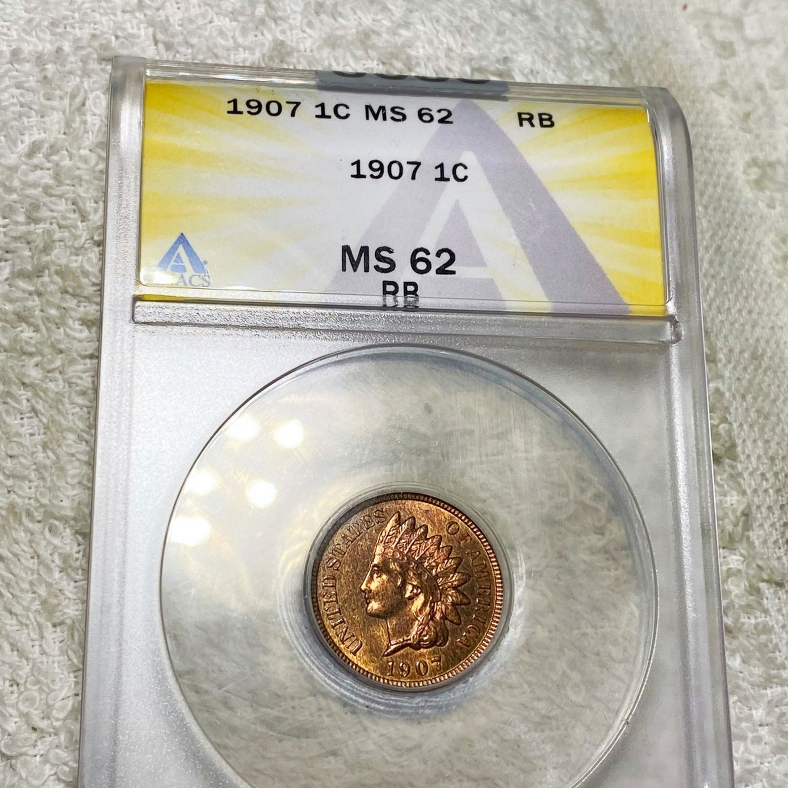 1907 Indian Head Penny ANACS - MS 62 RB (1 of 2)