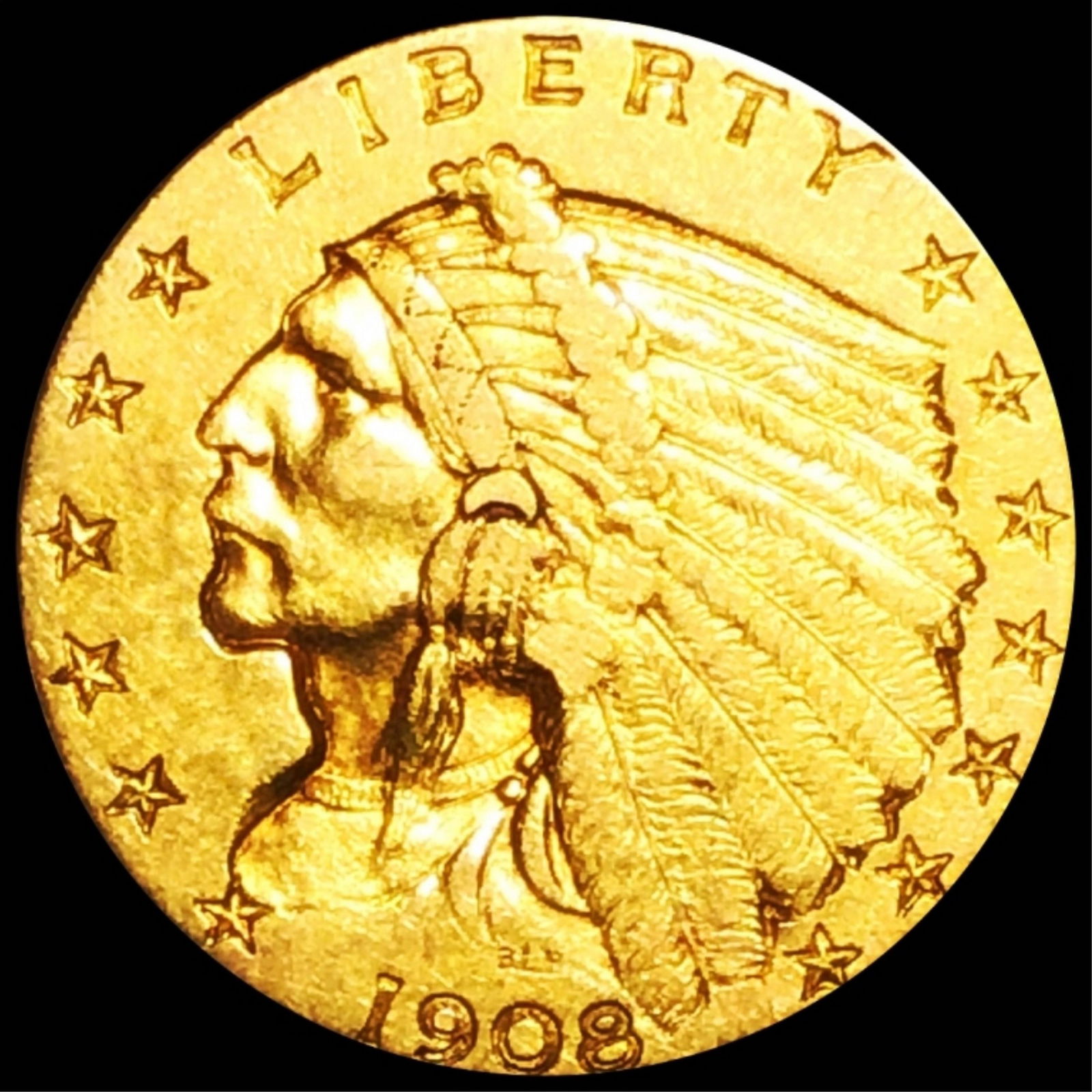1908 $2.50 Gold Quarter Eagle ABOUT UNC (1 of 2)