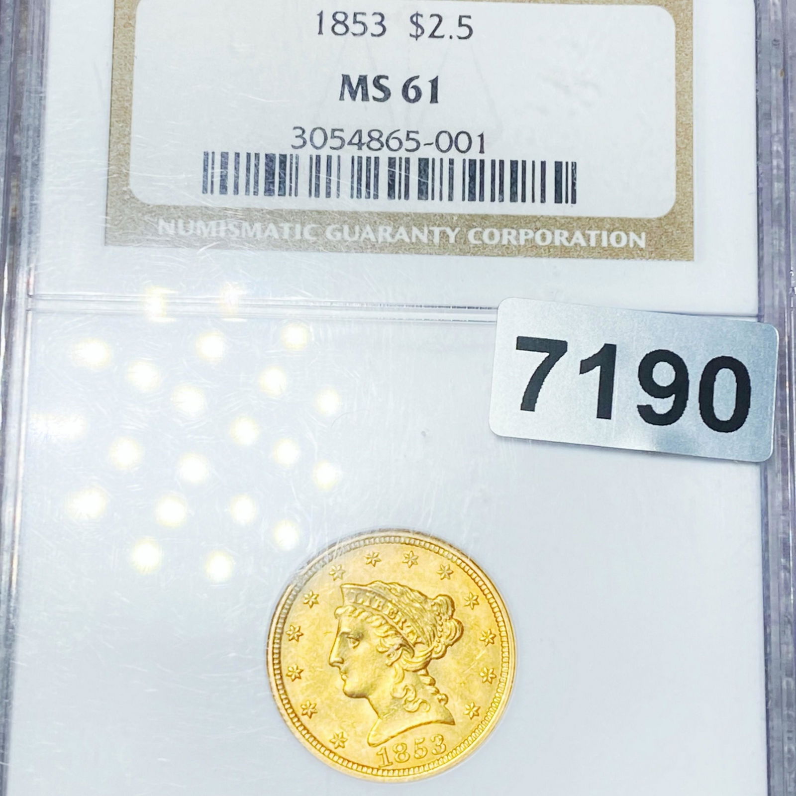 1853 $2.50 Gold Quarter Eagle NGC - MS61 (1 of 2)