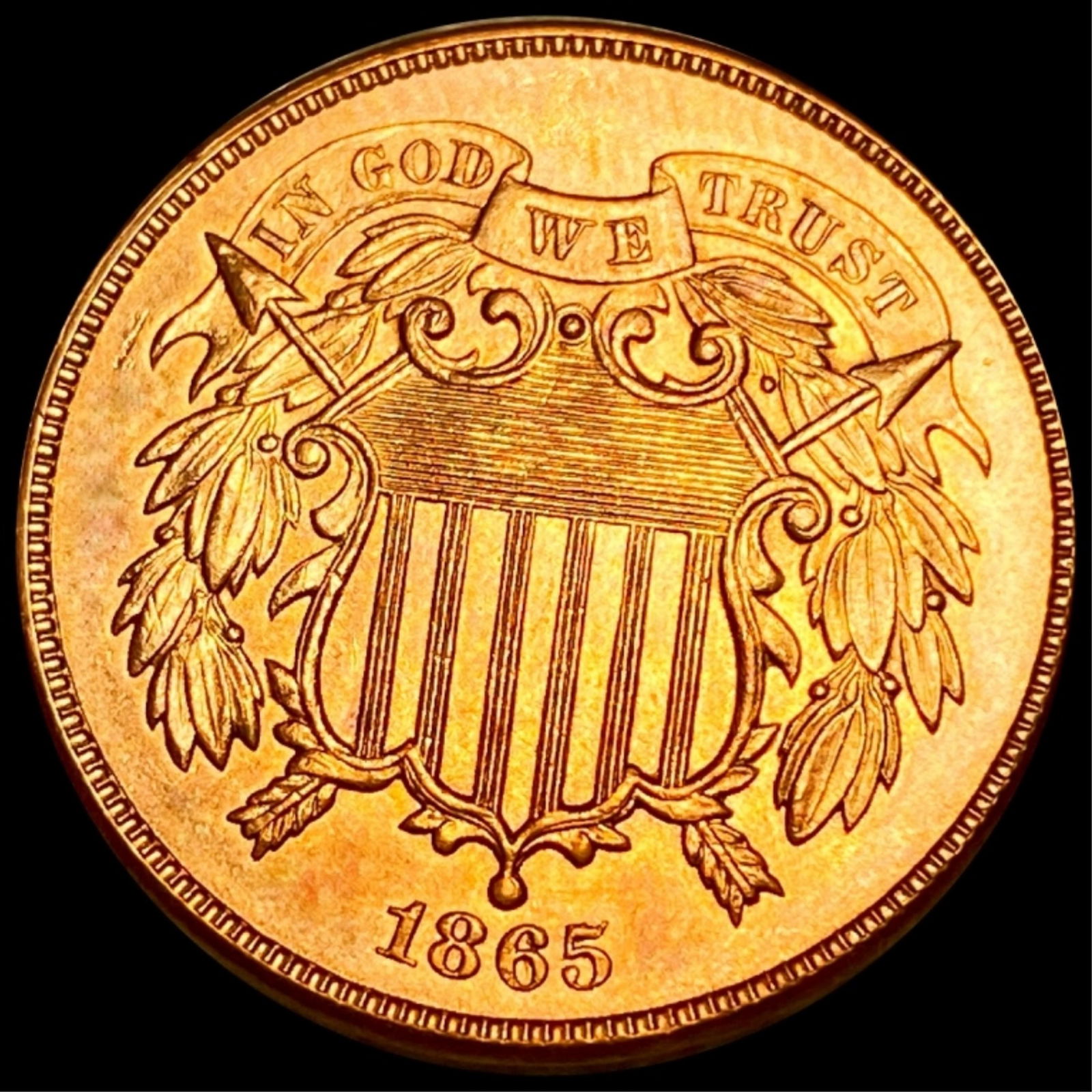 1865 Two Cent Piece CHOICE BU RED FANCY 5 (1 of 2)