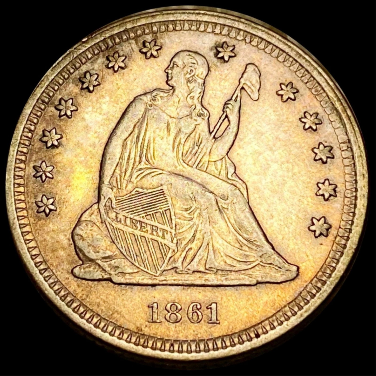 1861 Seated Liberty Quarter NEARLY UNCIRCULATED (1 of 2)