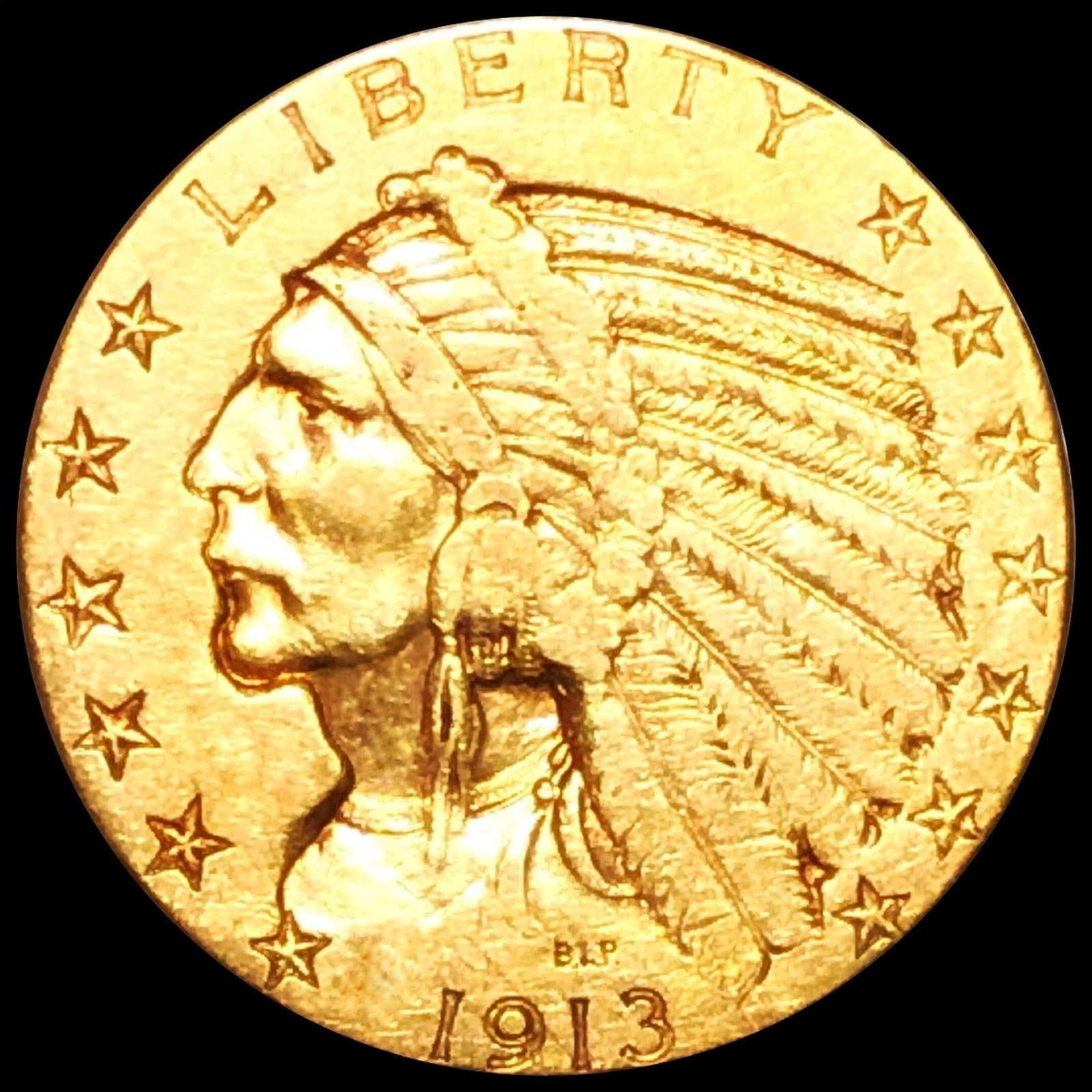 1913 $5 Gold Half Eagle ABOUT UNCIRCULATED (1 of 2)