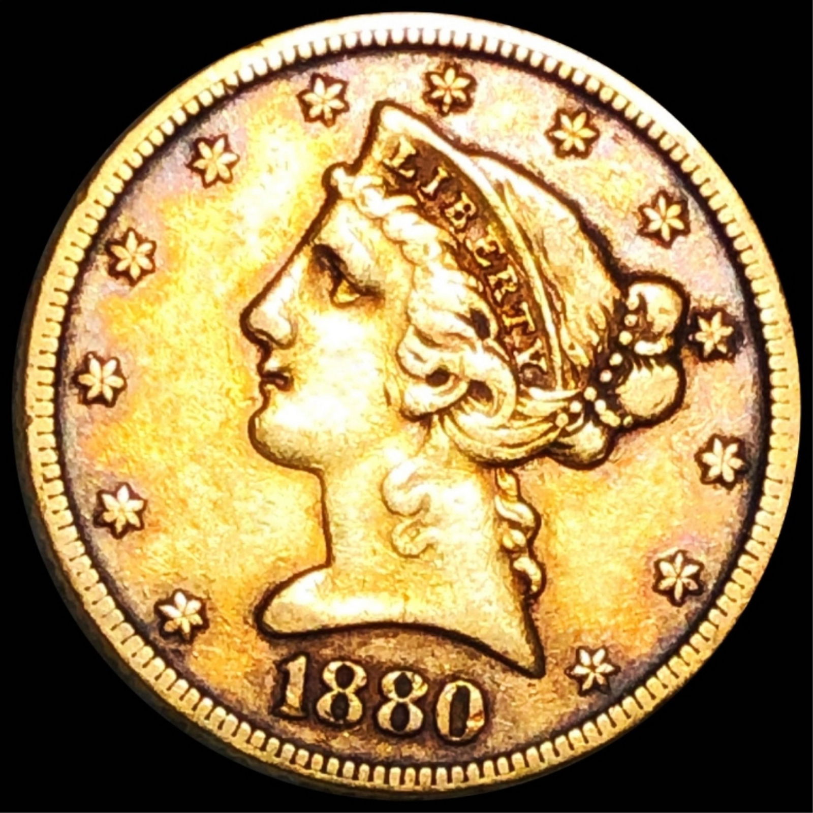 1880 $5 Gold Half Eagle LIGHTLY CIRCULATED (1 of 2)