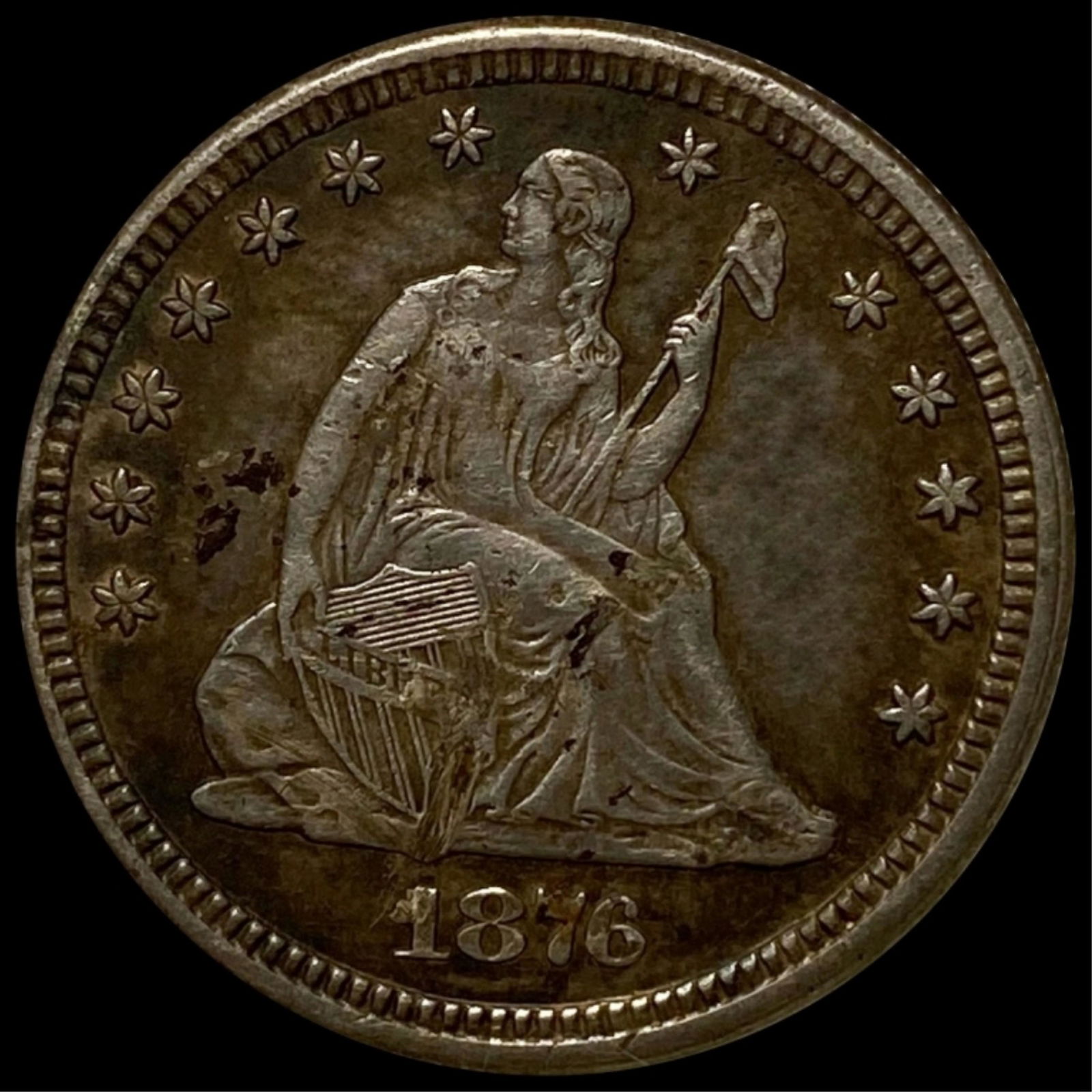 1876 Seated Liberty Quarter ABOUT UNCIRCULATED (1 of 2)