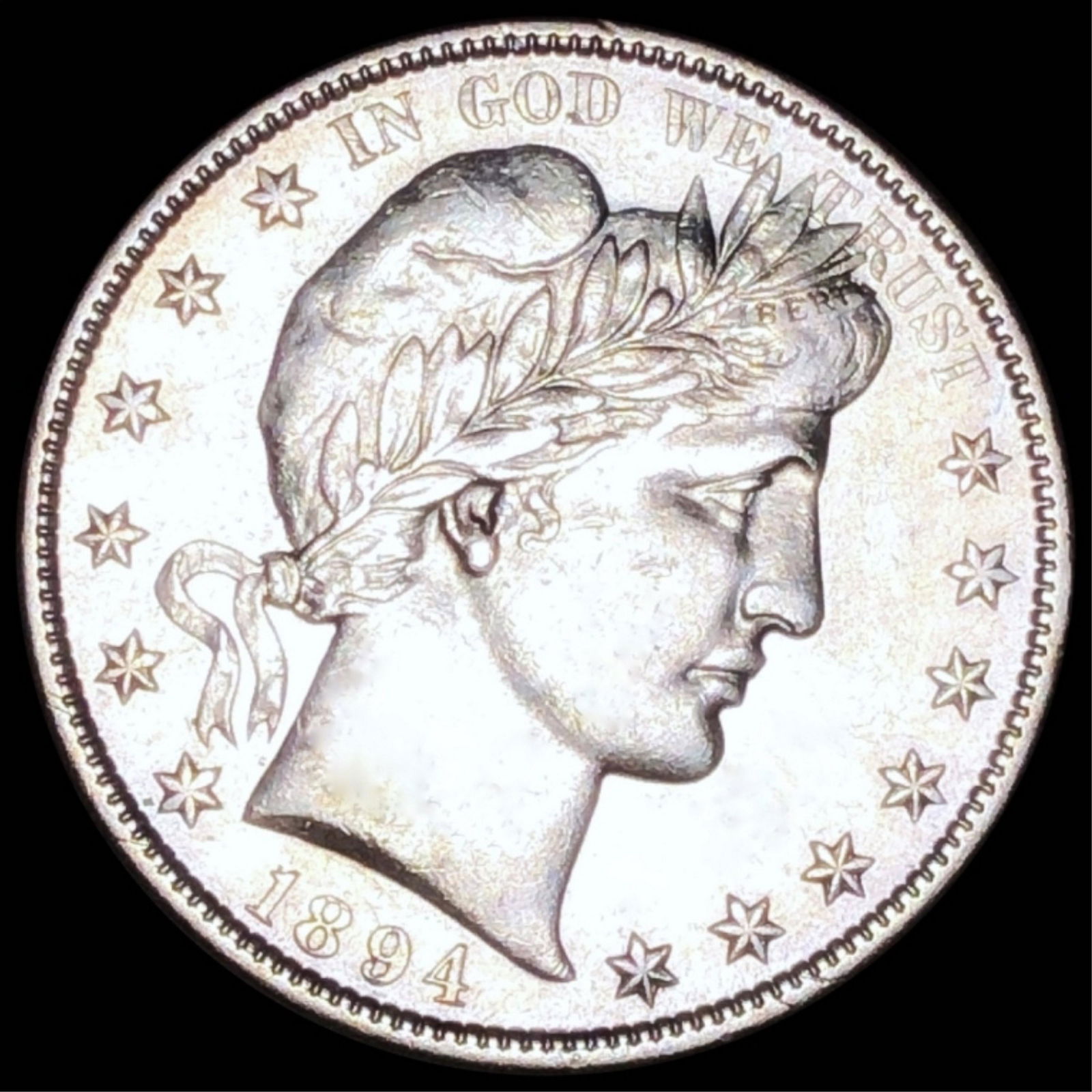 1894-S Barber Silver Half Dollar NEARLY UNC (1 of 2)