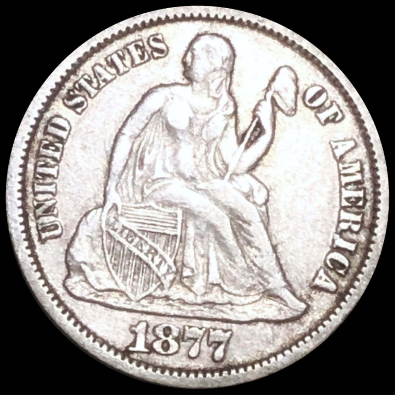 1877-CC Seated Liberty Dime NEARLY UNCIRCULATED (1 of 2)