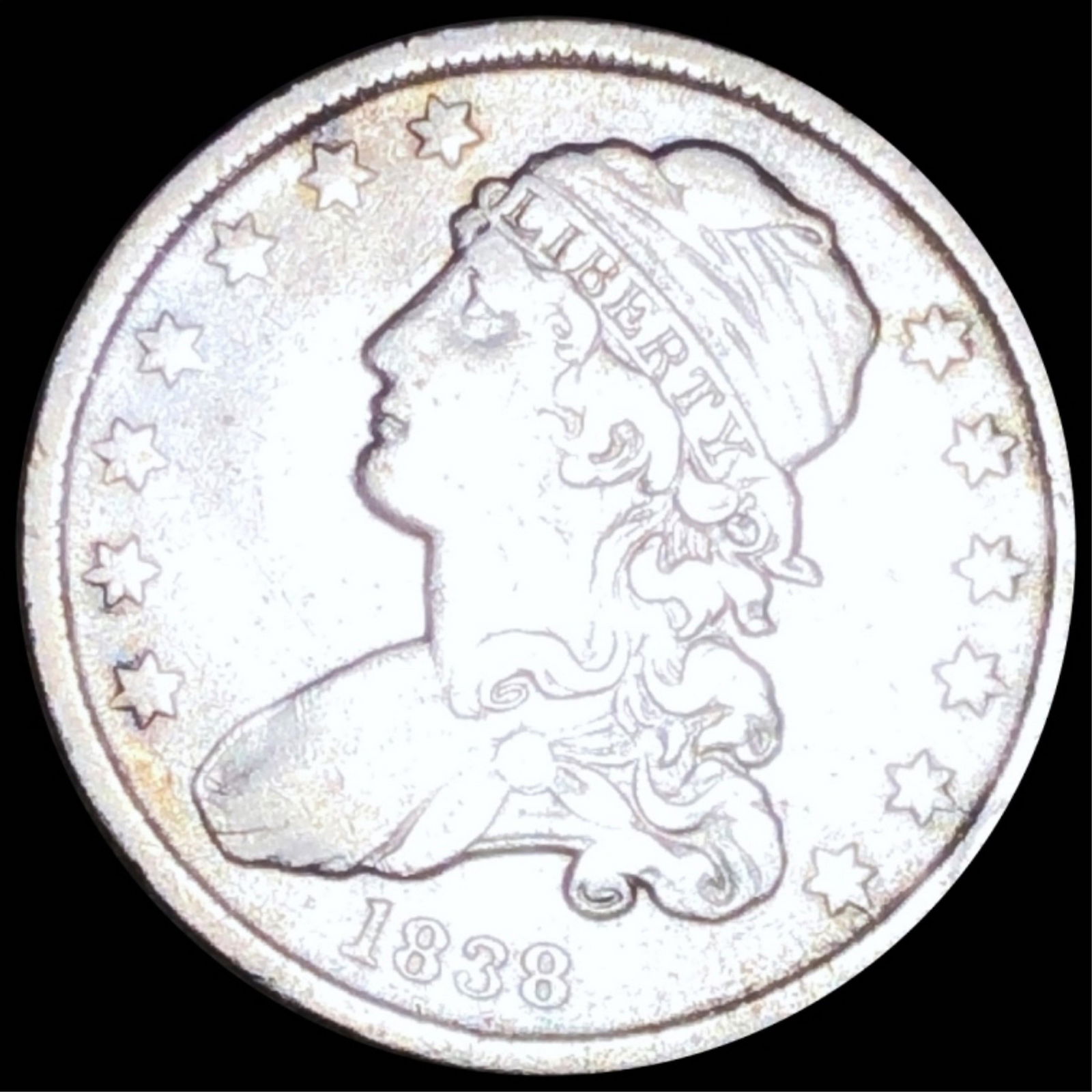 1838 Capped Bust Quarter LIGHT CIRC (1 of 2)