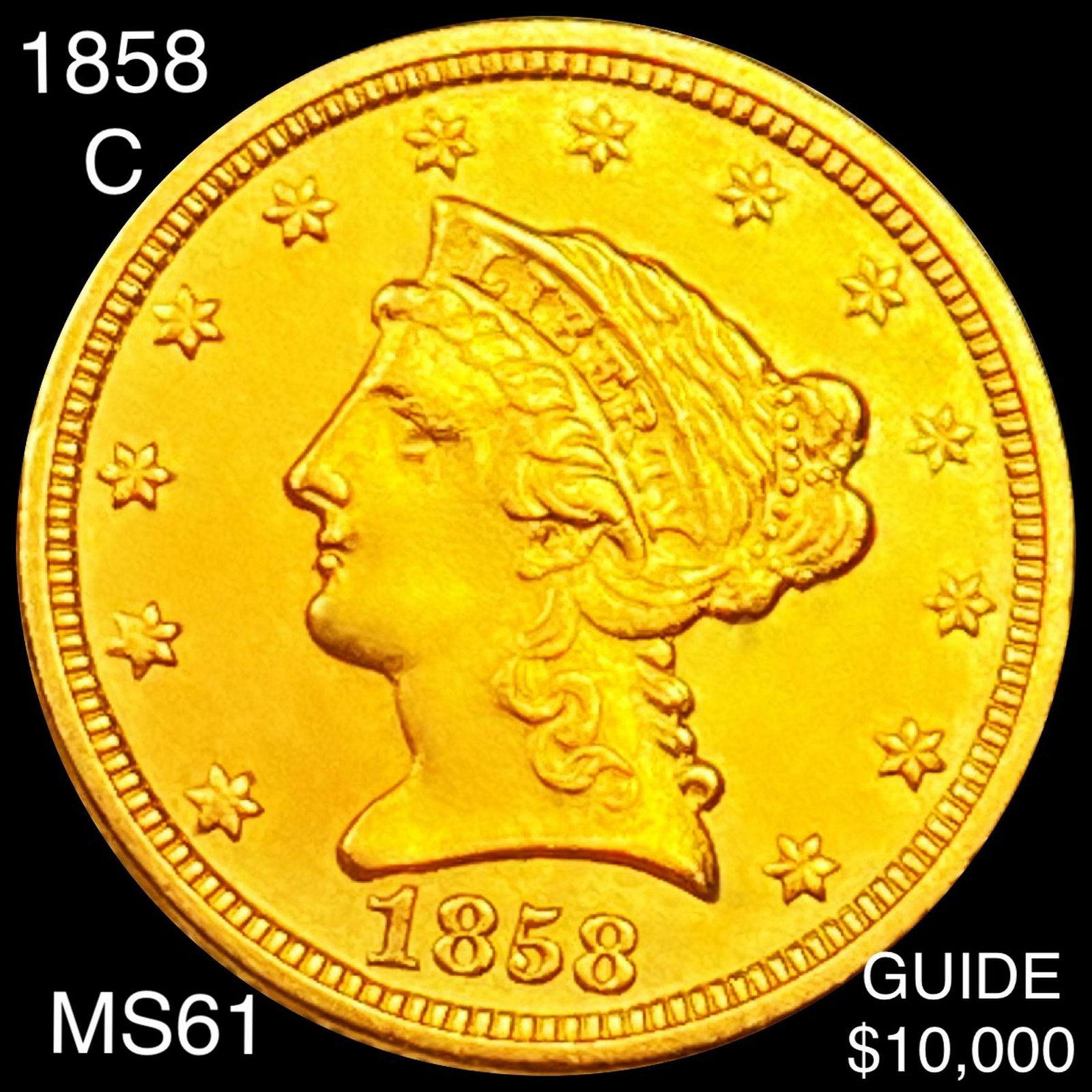1858-C $2.50 Gold Quarter Eagle UNCIRCULATED (1 of 2)