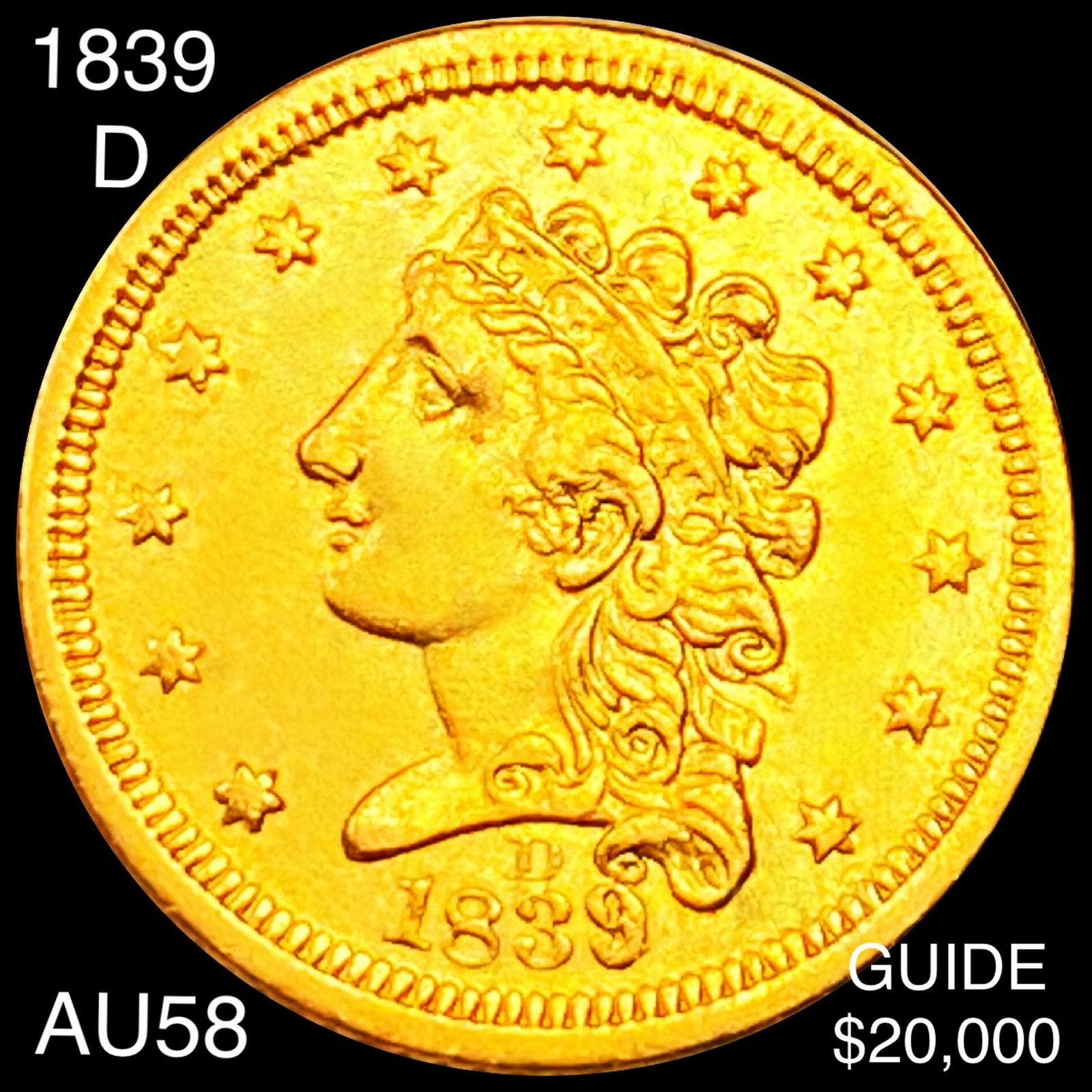 1839-D $2.50 Gold Quarter Eagle CHOICE AU (1 of 2)