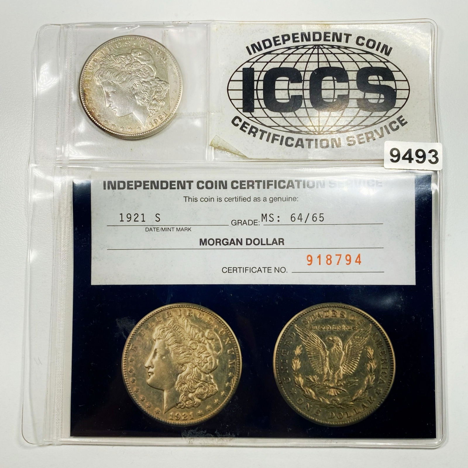1921-S Morgan Silver Dollar ICCS - MS64/65 (1 of 3)