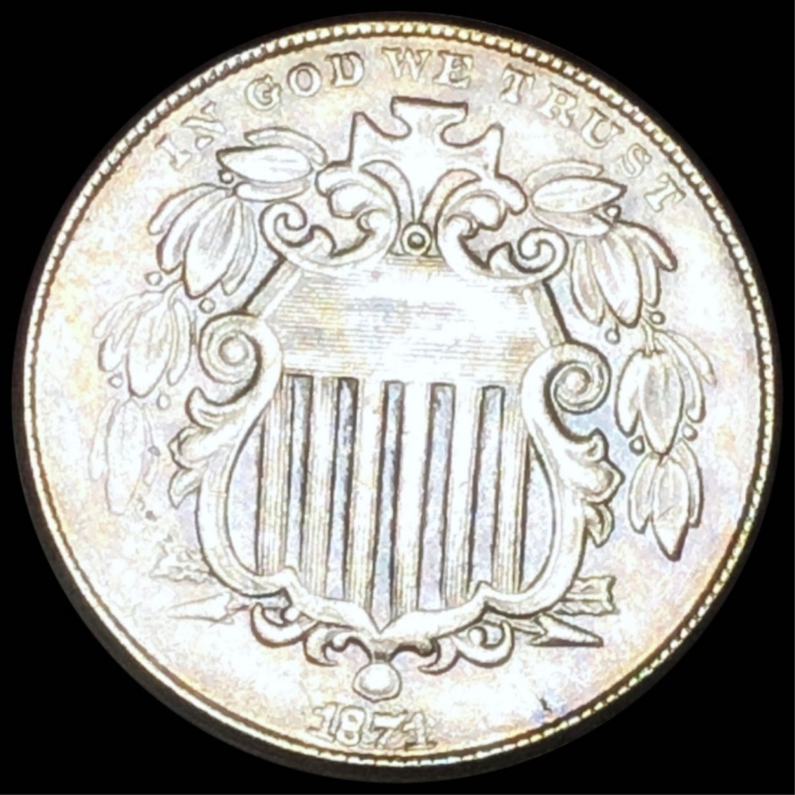 1871 Shield Nickel CLOSELY UNCIRCULATED (1 of 2)