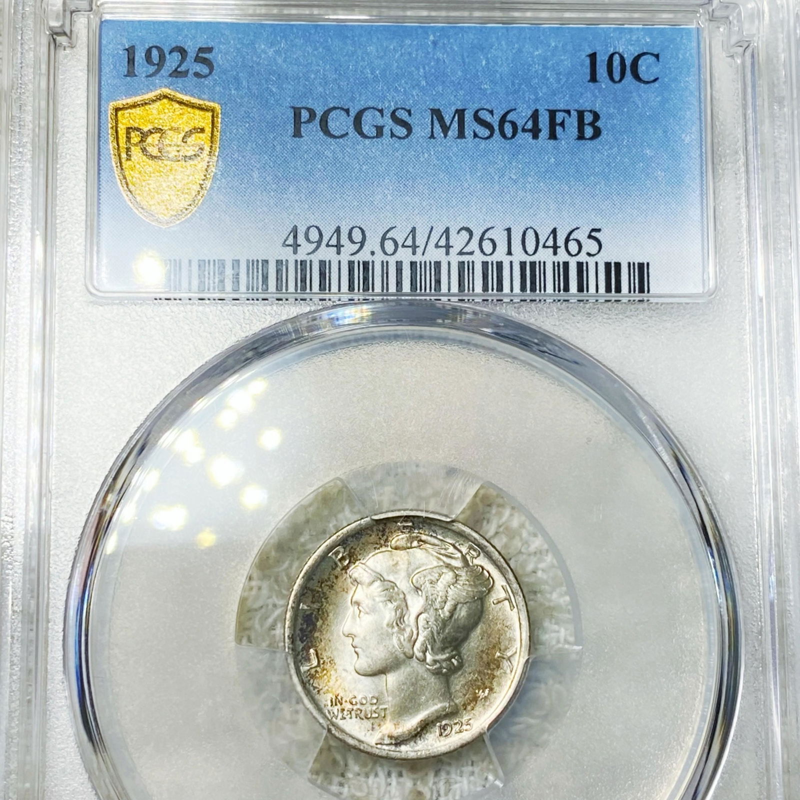 1925 Mercury Silver Dime PCGS - MS 64 FB (1 of 2)
