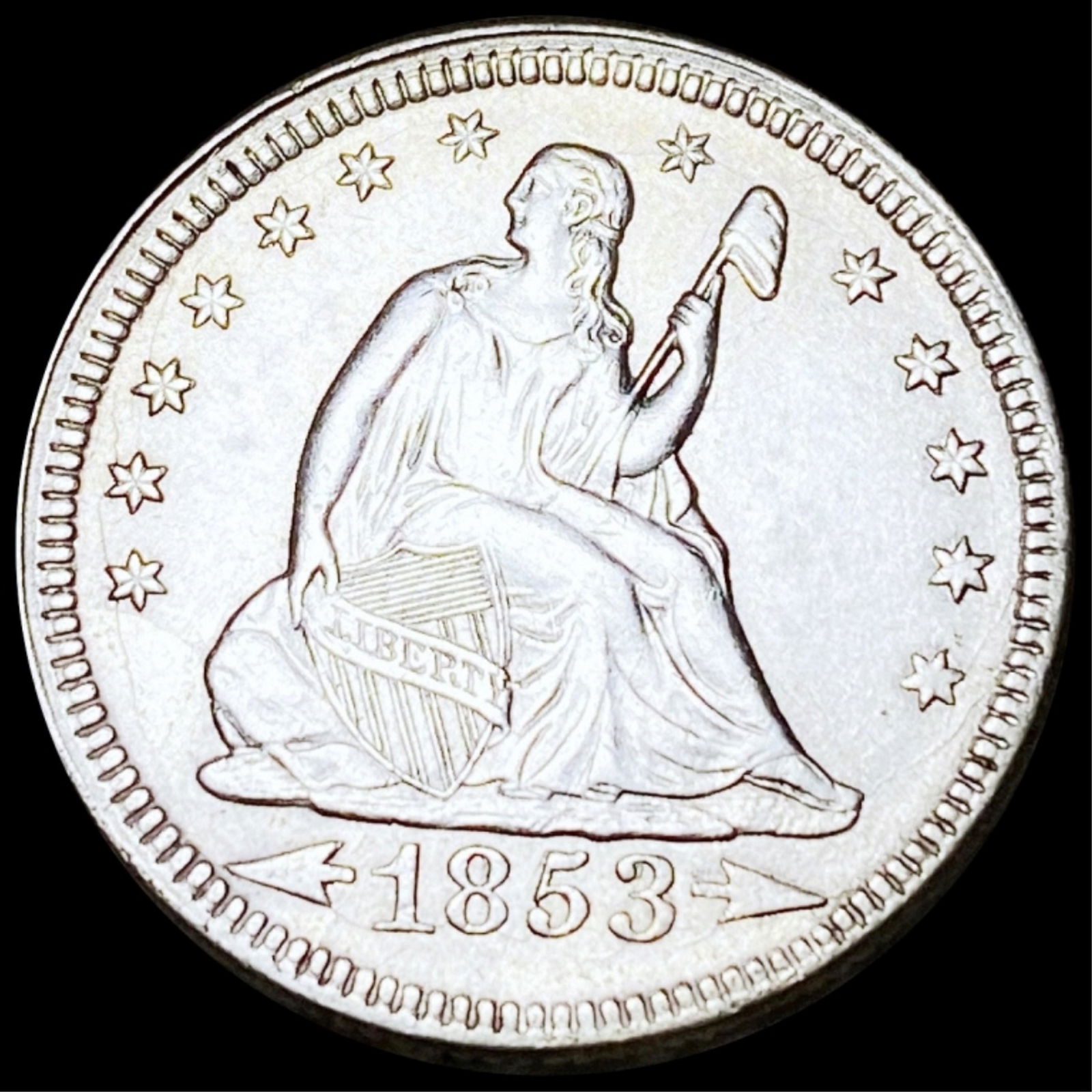 1853 Seated Liberty Quarter UNCIRCULATED RAYS (1 of 2)