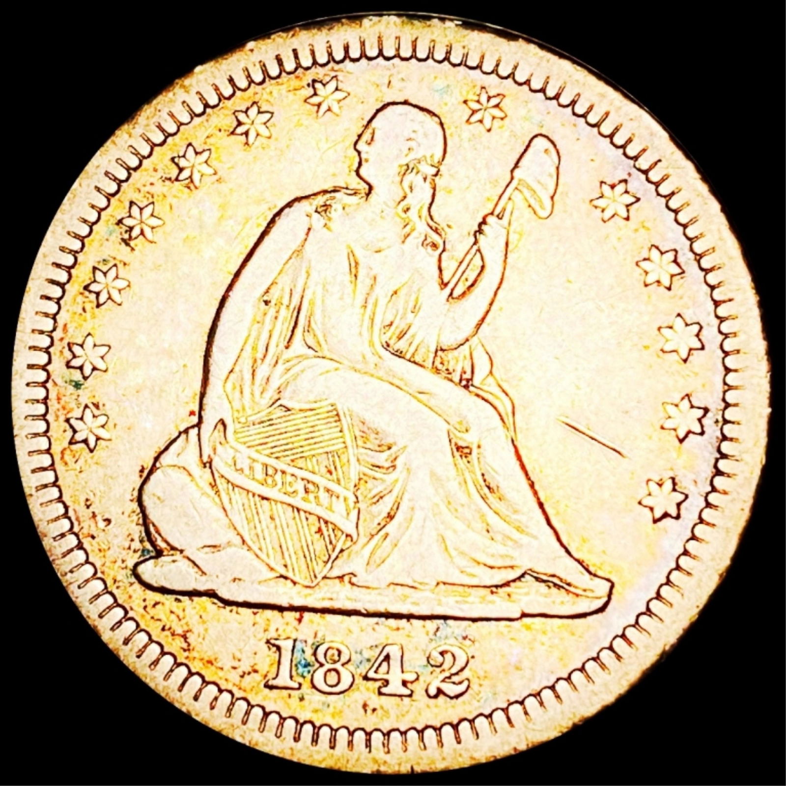 1842-O Seated Liberty Quarter XF (1 of 2)