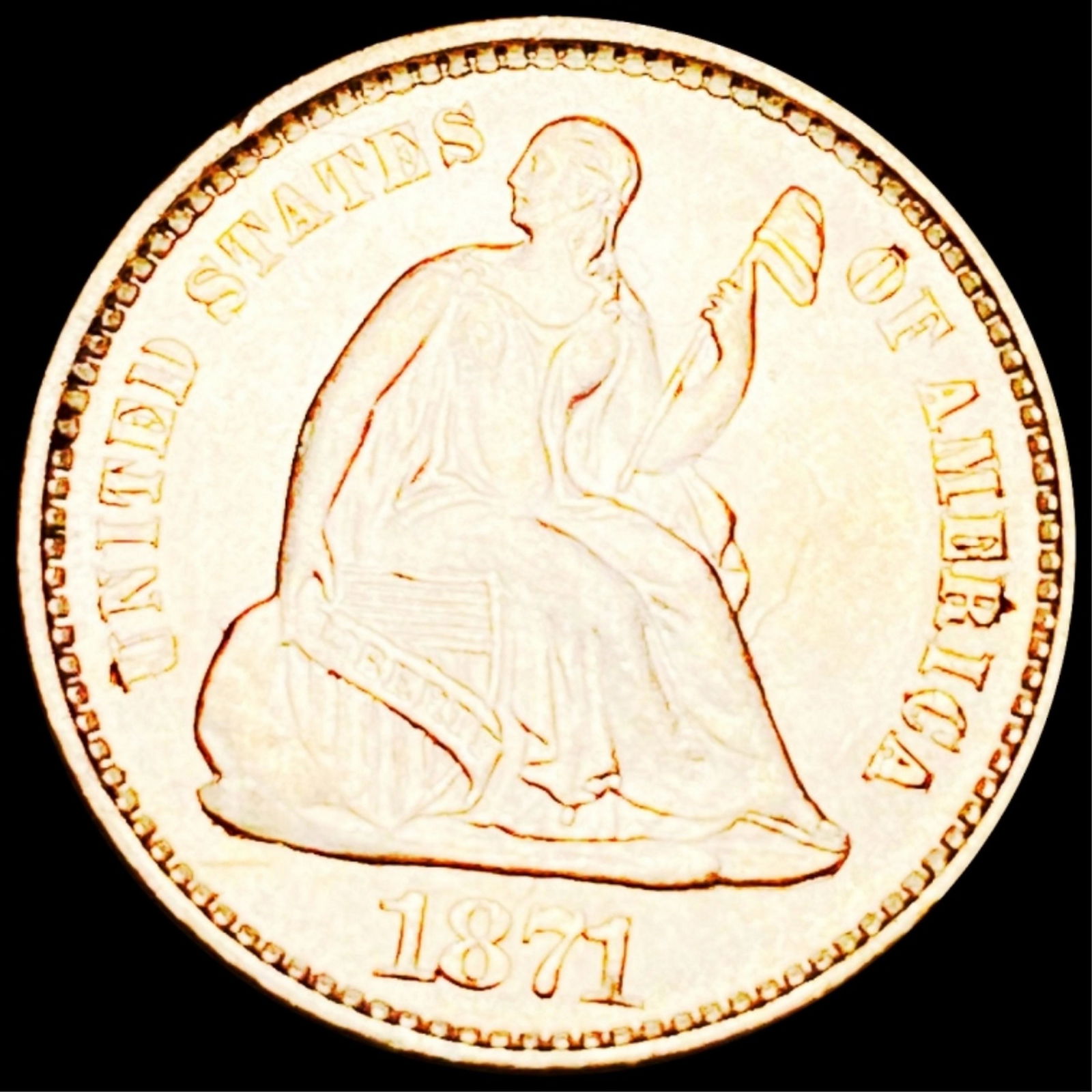 1871 Seated Liberty Half Dime GEM BU (1 of 2)