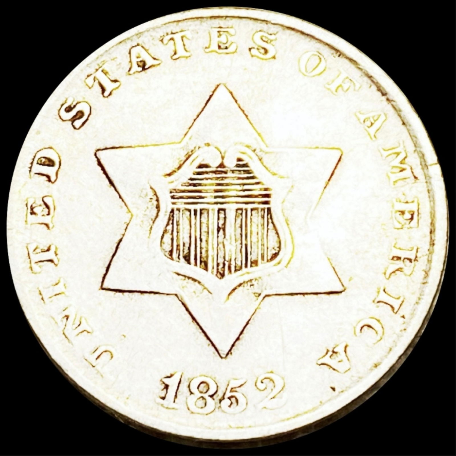 1852 Three Cent Silver NEARLY UNCIRCULATED (1 of 2)