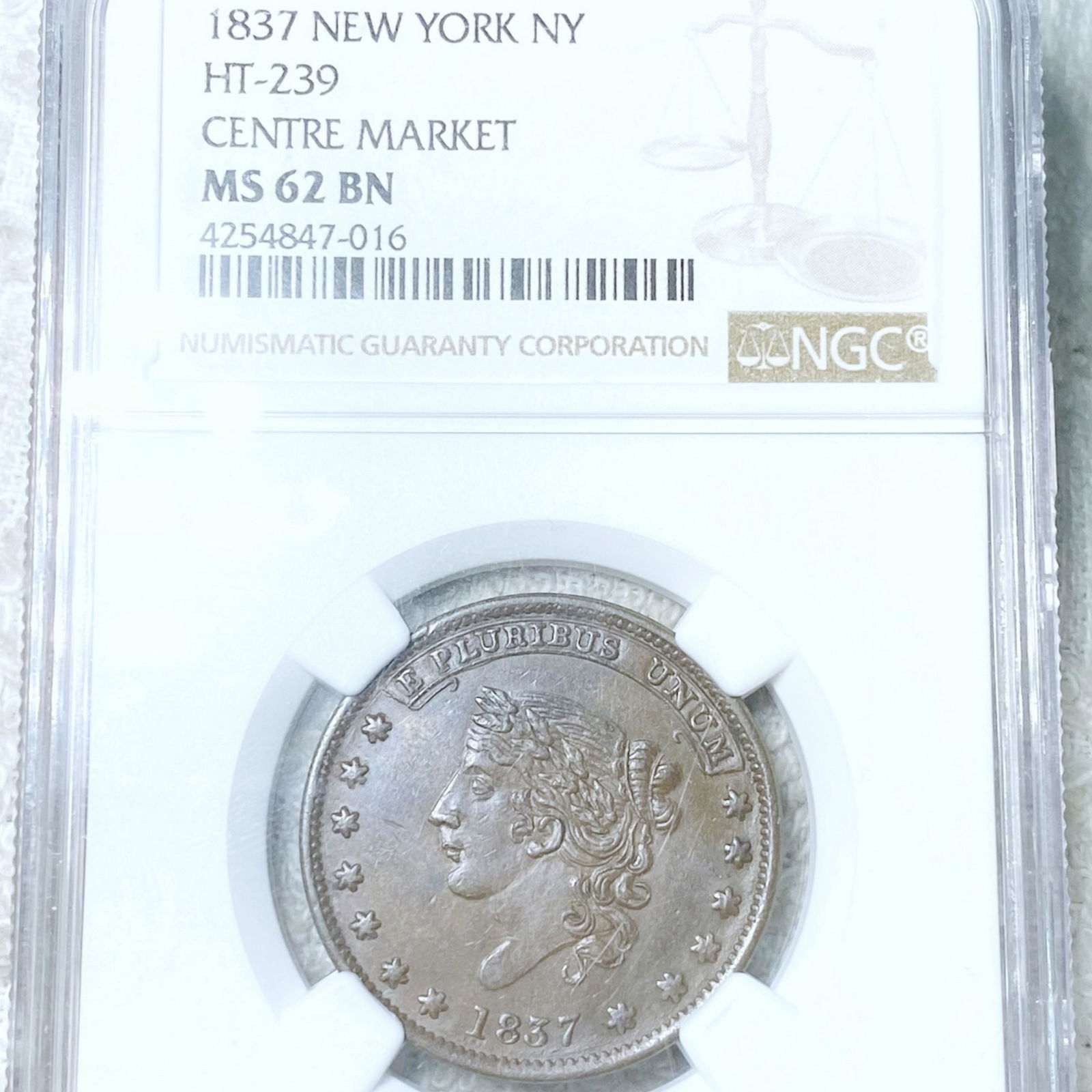 1837 Hard Times Token NGC - MS 62 BN (1 of 2)