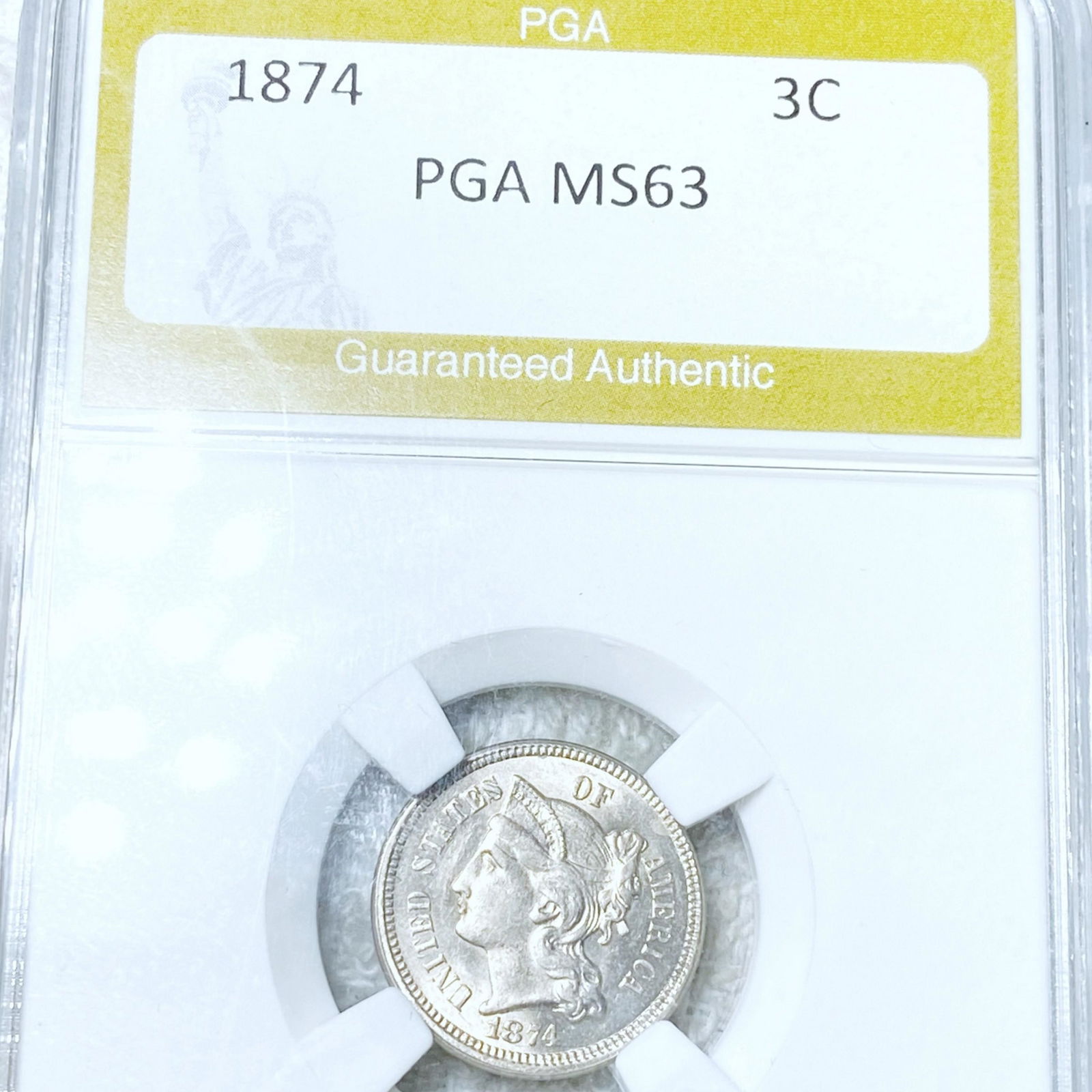 1874 Three Cent Nickel PGA - MS63 (1 of 2)