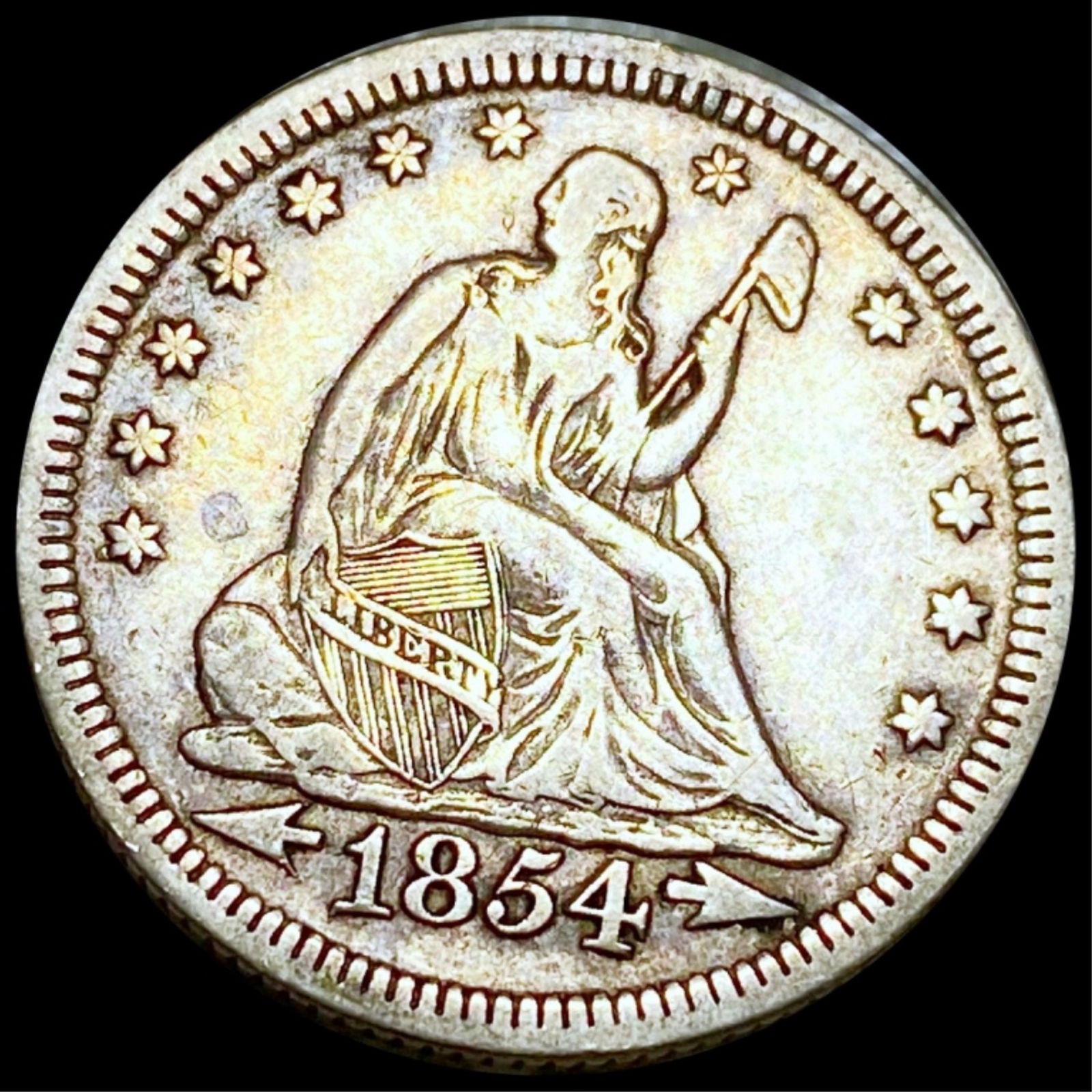 1854 Seated Liberty Quarter XF (1 of 2)