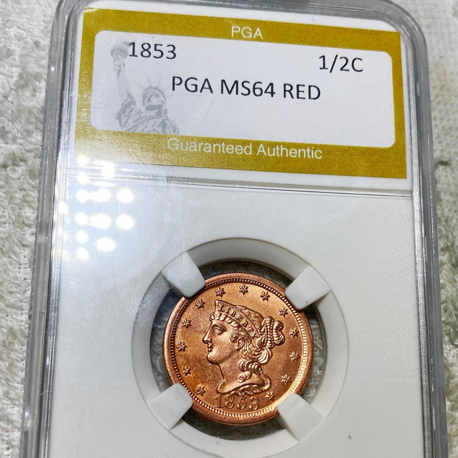 1853 Braided Hair Half Cent PGA - MS 64 RED (1 of 2)