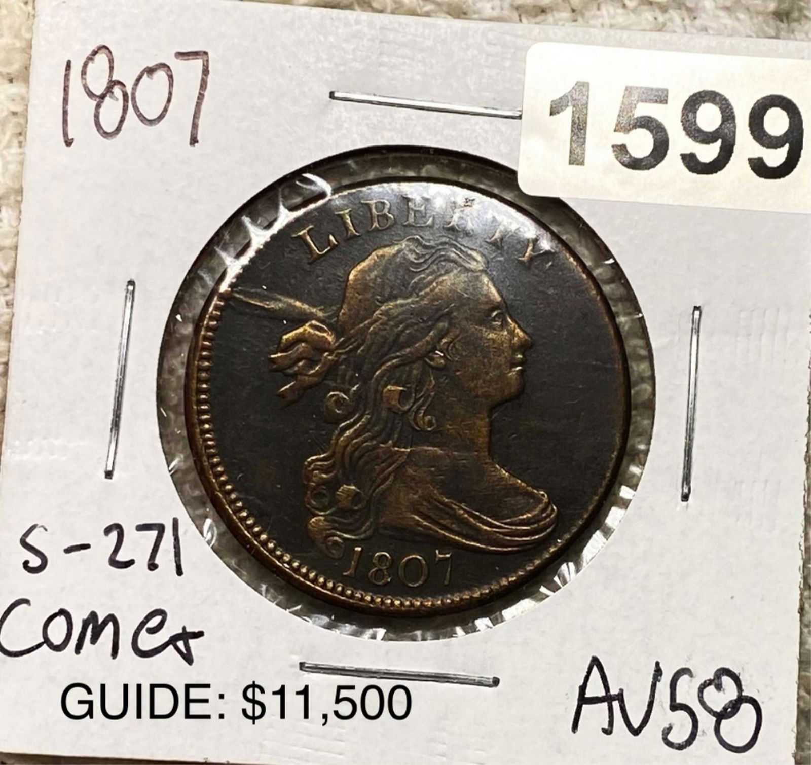 1807 Draped Bust Large Cent CHOICE AU S-271 COMET (1 of 2)