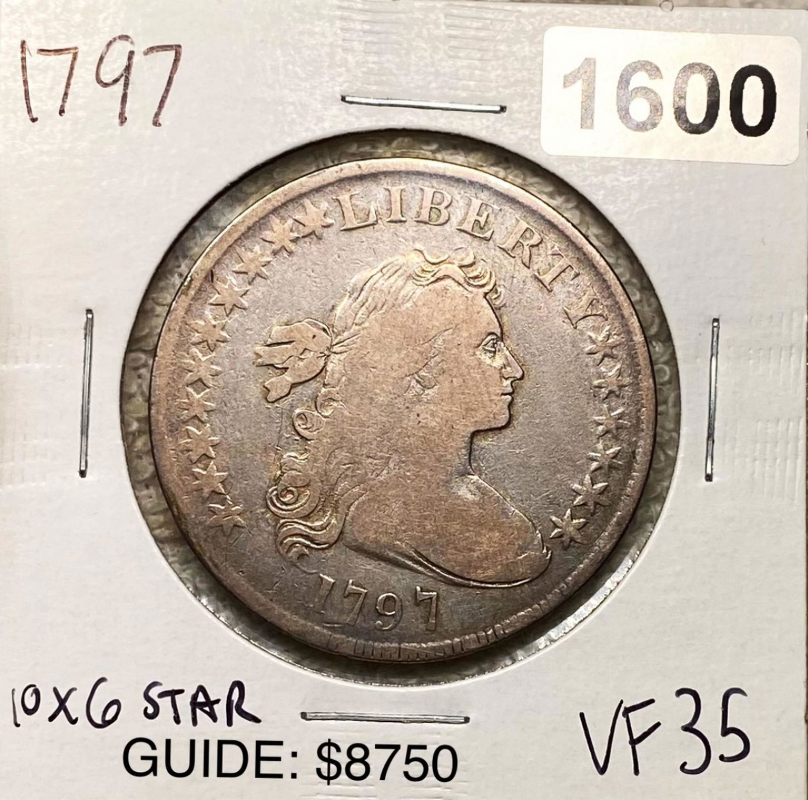 1797 Draped Bust Dollar LIGHT CIRC 10X6 STARS (1 of 2)