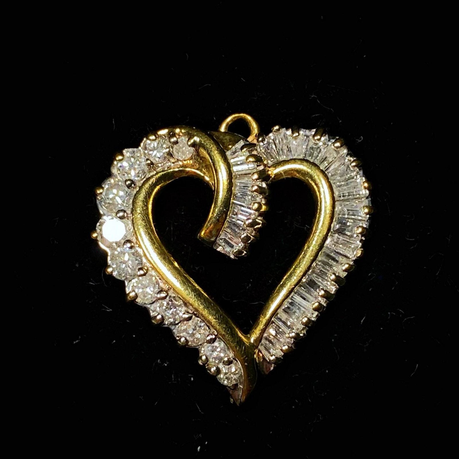 10K Gold and Diamond Open Heart Pendant: 10K Gold and Diamond Open Heart Pendant