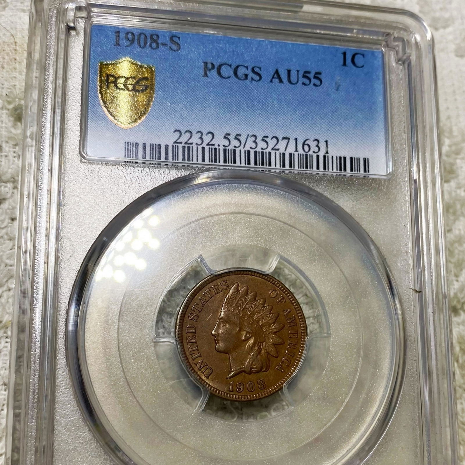 1908-S Indian Head Penny PCGS - AU55 (1 of 2)