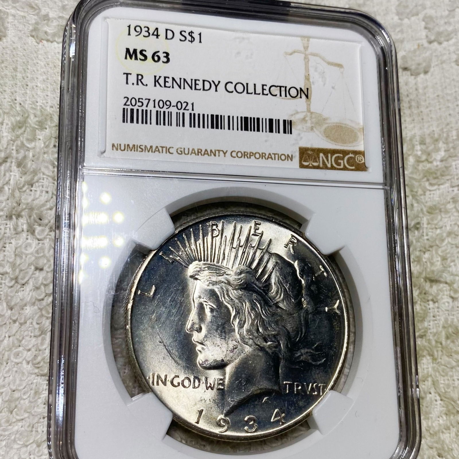 1934-D Silver Peace Dollar NGC - MS63 KENNEDY (1 of 2)