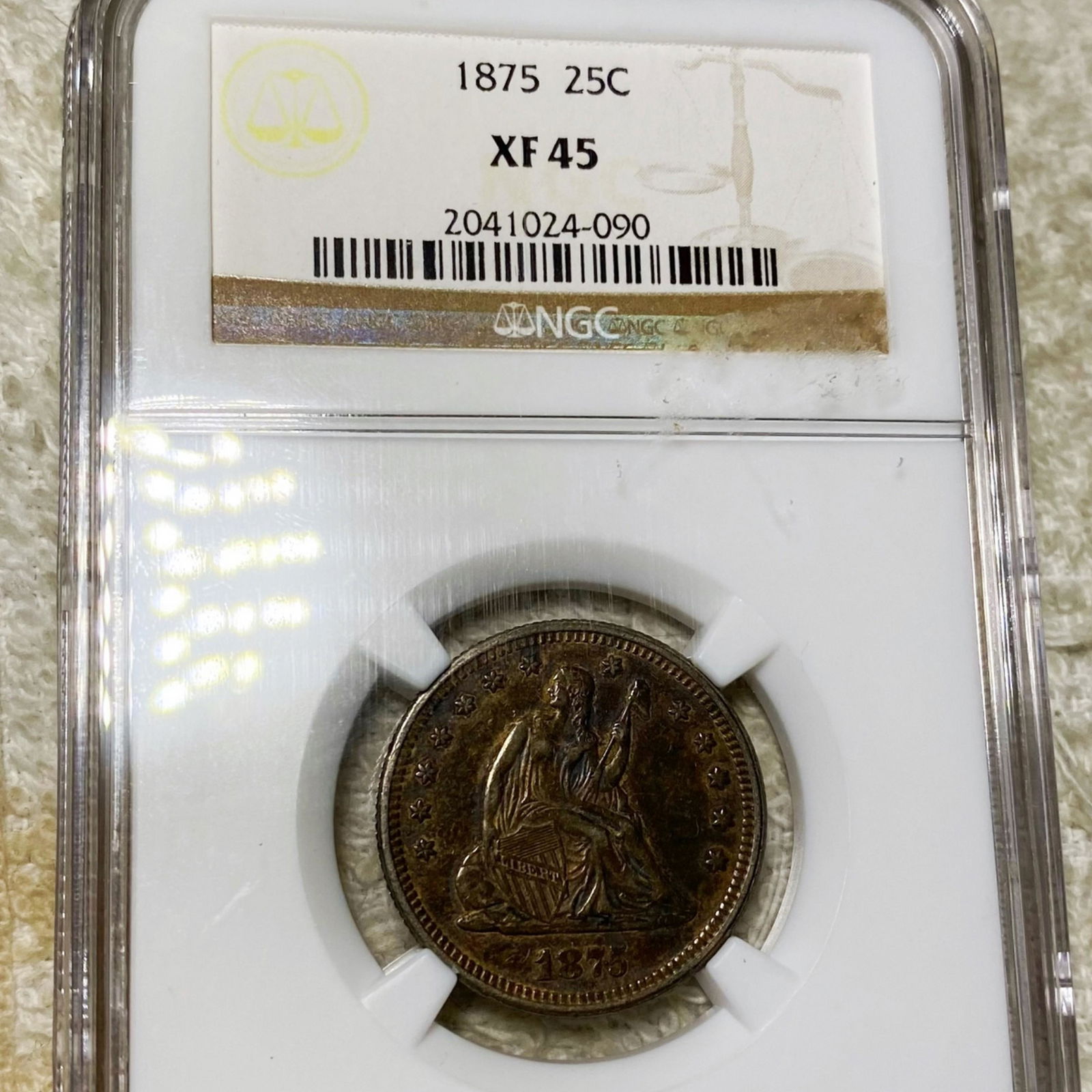 1875 Seated Liberty Quarter NGC - XF45 (1 of 2)