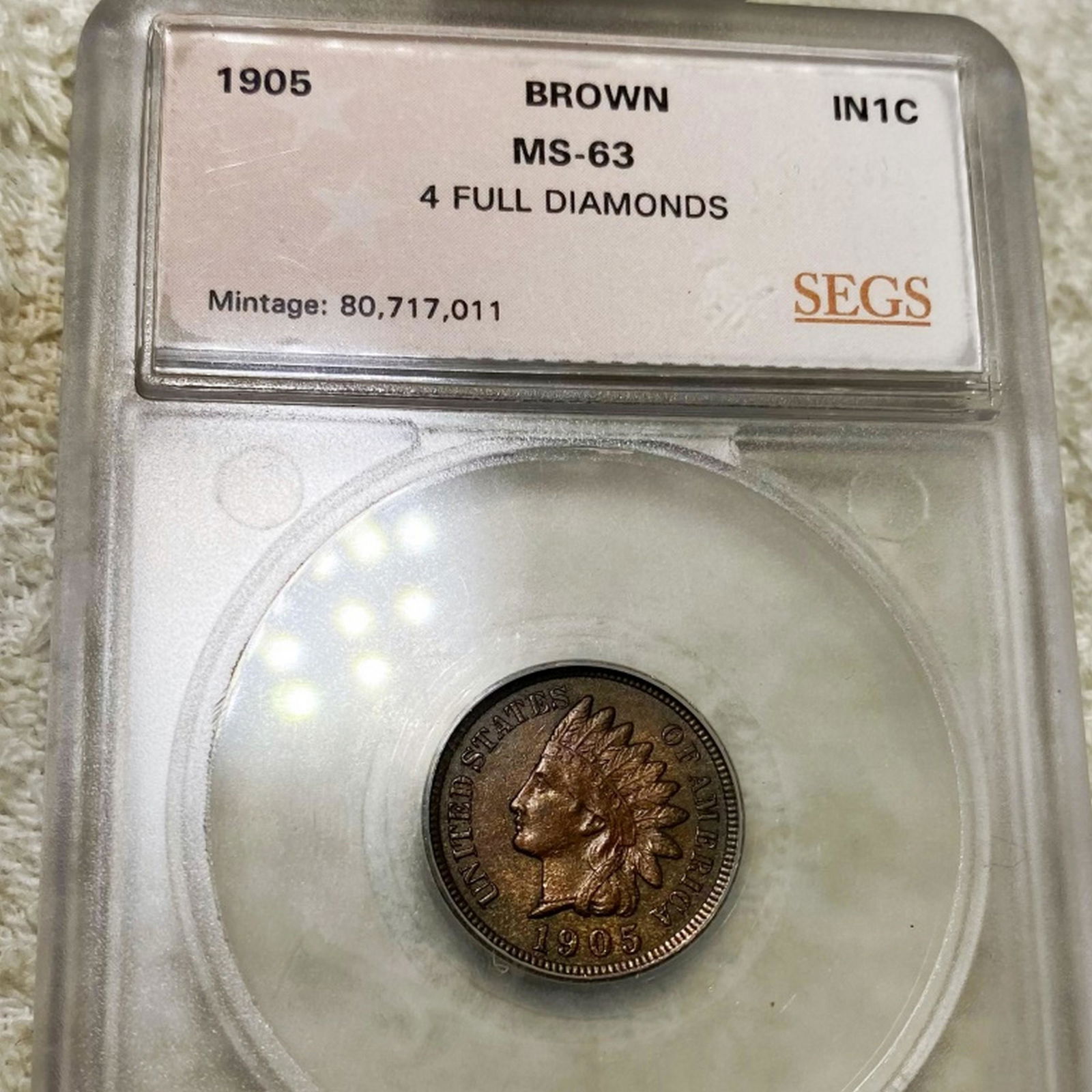 1905 Indian Head Penny SEGS - MS63 (1 of 2)