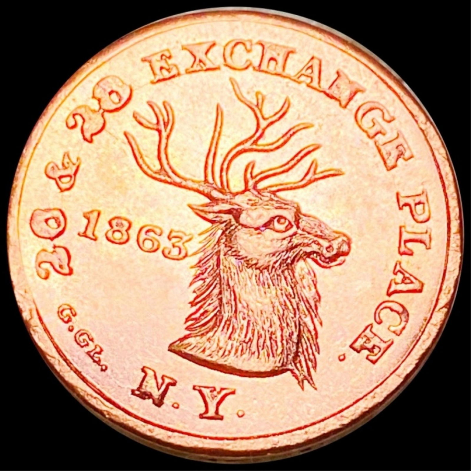 1863 Hard Times Token UNCIRCULATED RED (1 of 2)