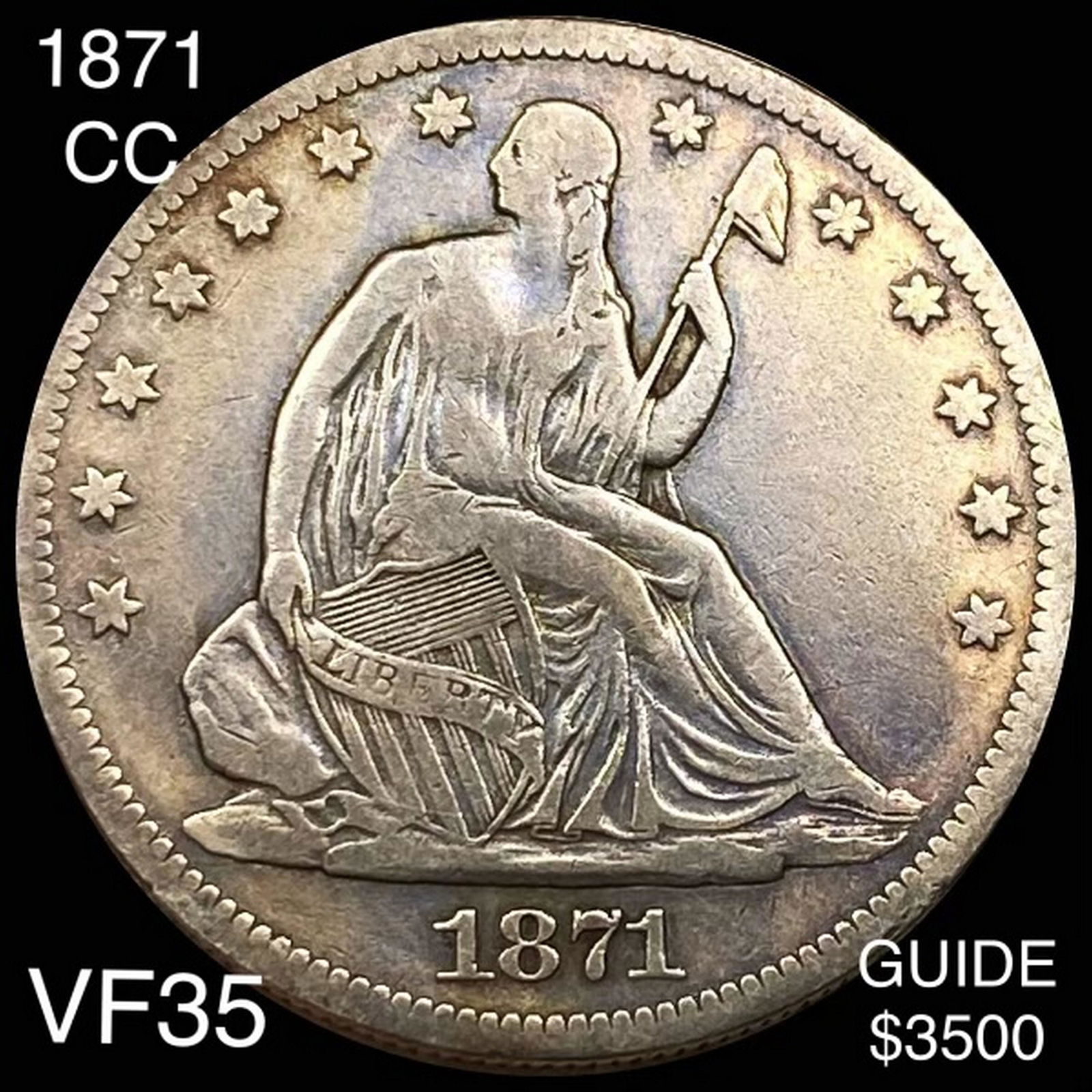 1871-CC Seated Liberty Dollar NICELY CIRCULATED (1 of 2)