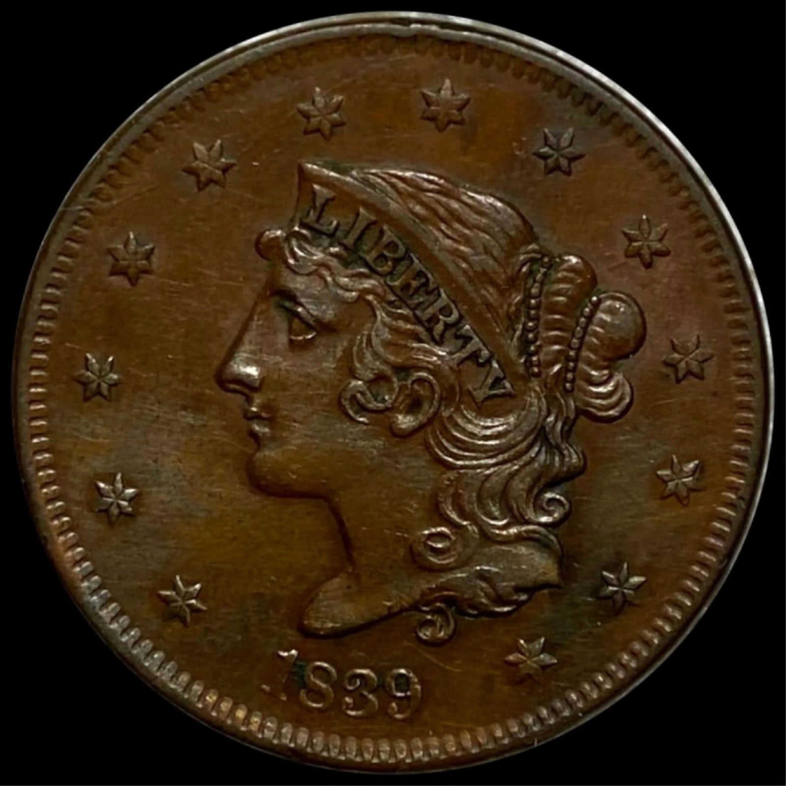 1839 Braided Hair Large Cent UNC BOOBY HEAD (1 of 2)
