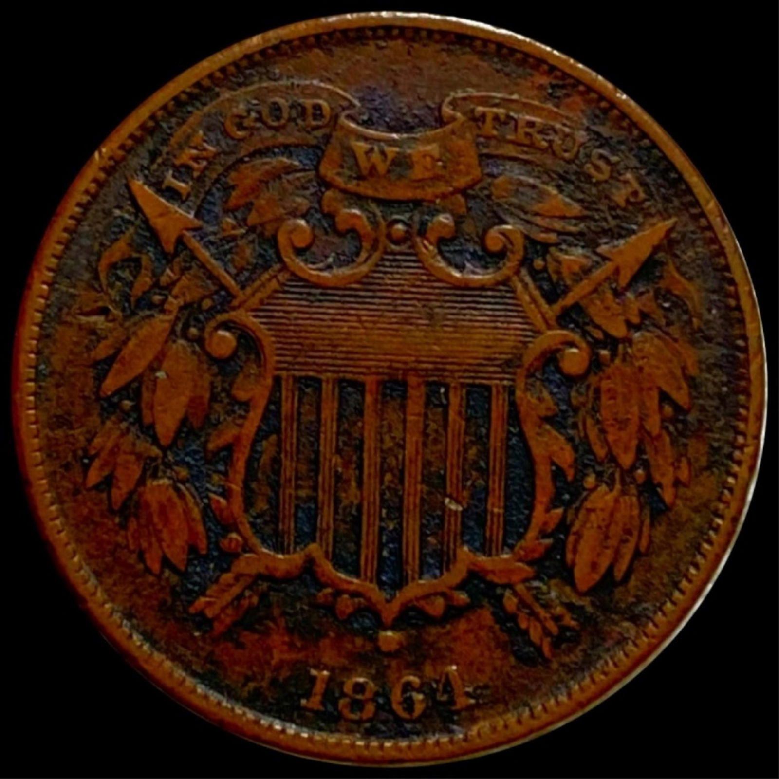 1864 Two Cent Piece ABOUT UNCIRCULATED (1 of 2)