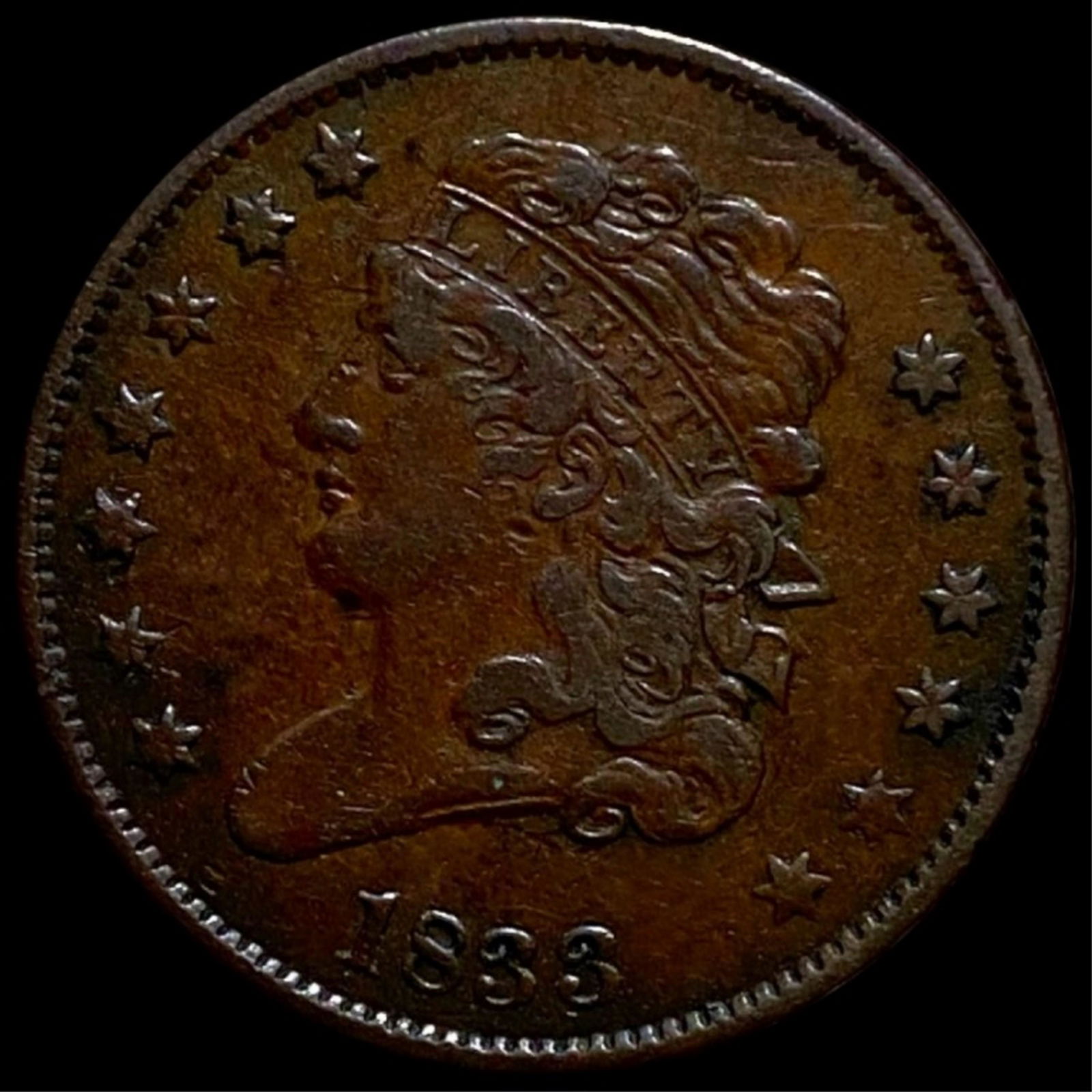 1833 Classic Head Half Cent NEARLY UNCIRCULATED (1 of 2)