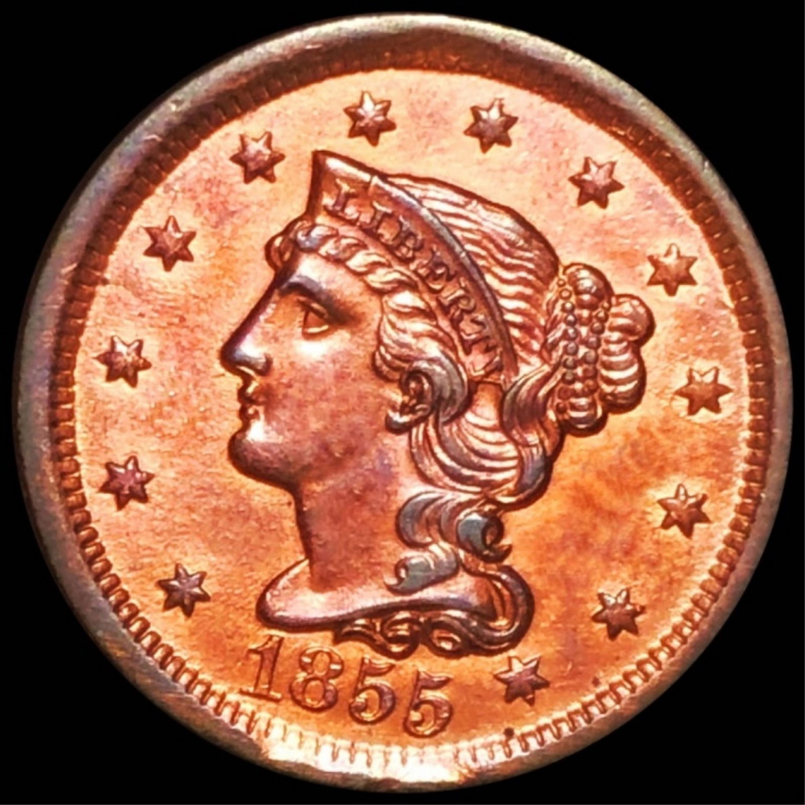 1855 Braided Hair Large Cent UNCIRCULATED (1 of 2)