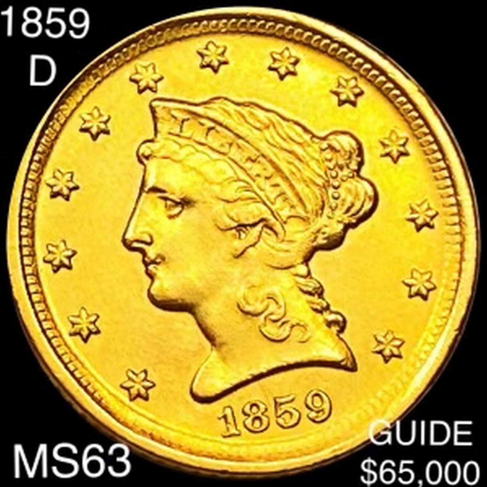 1859-D $2.50 Gold Quarter Eagle CHOICE BU (1 of 2)