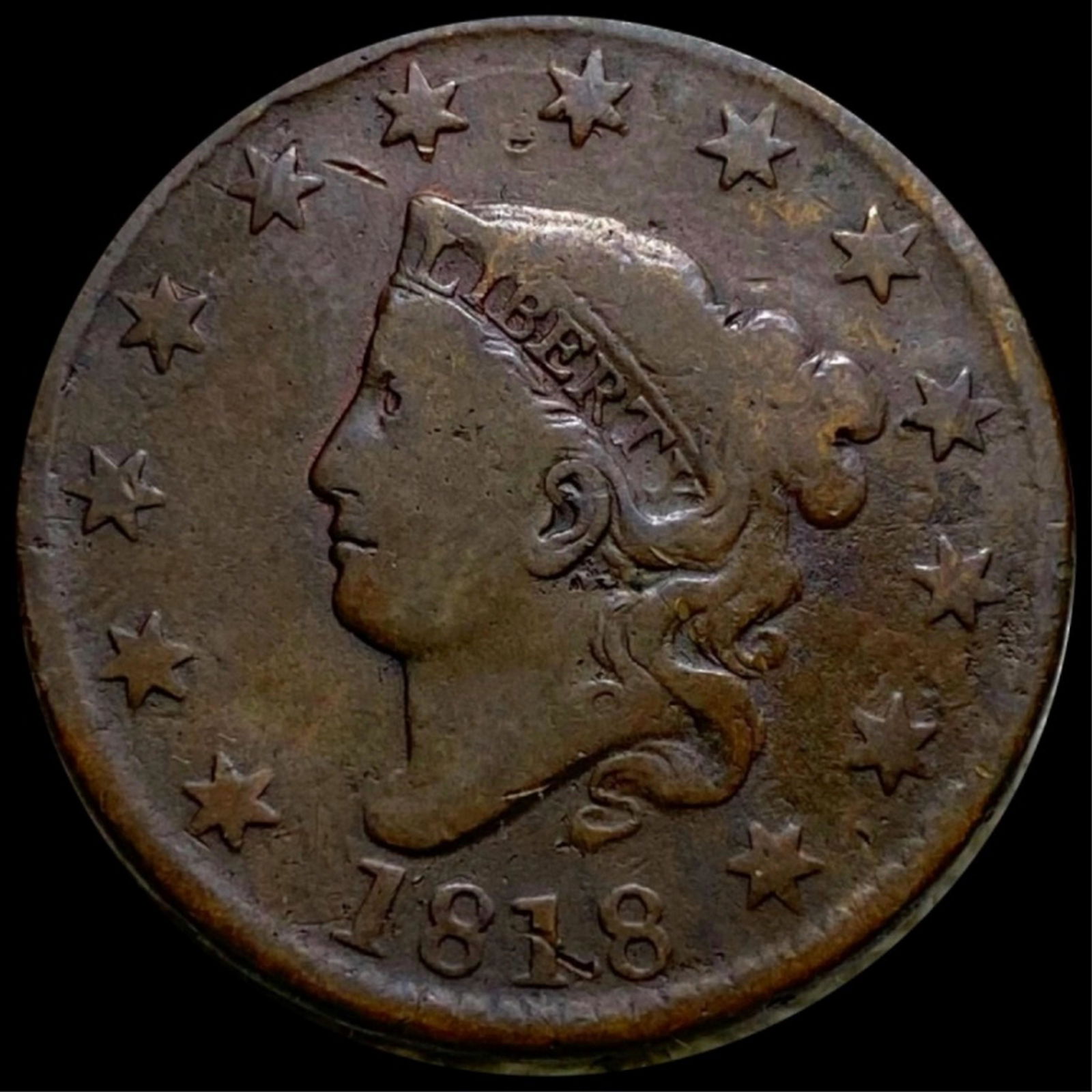 1818 Coronet Head Large Cent NICELY CIRCULATED (1 of 2)