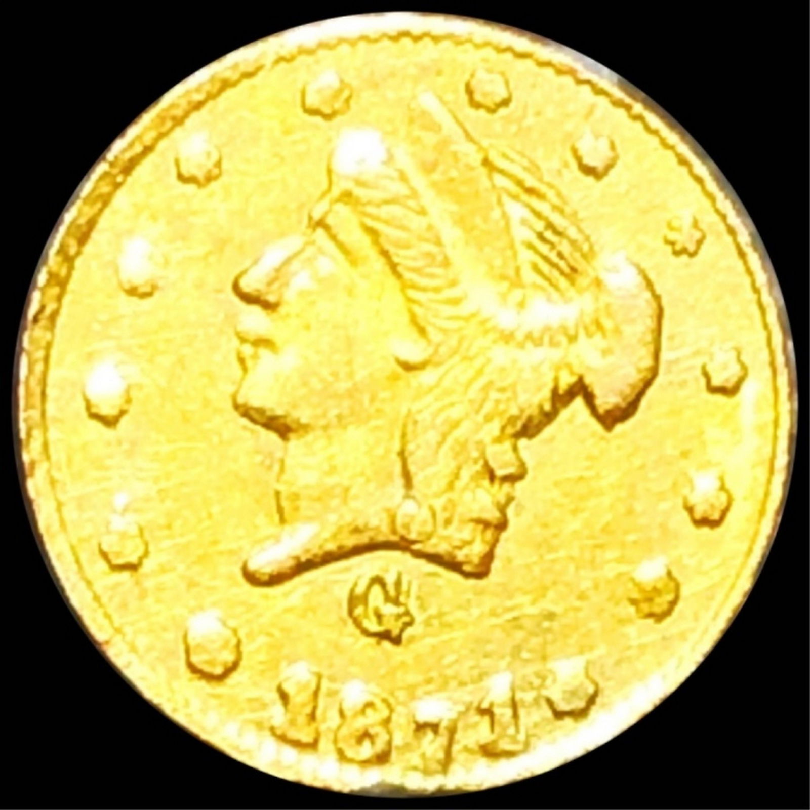 1871 Cal. Round 1/4th Gold Dollar UNCIRCULATED (1 of 2)