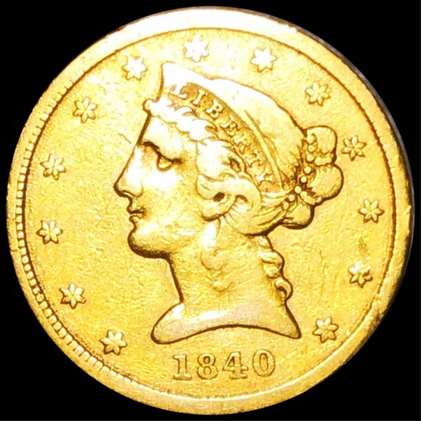 1840 $5 Gold Half Eagle LIGHTLY CIRCULATED (1 of 2)