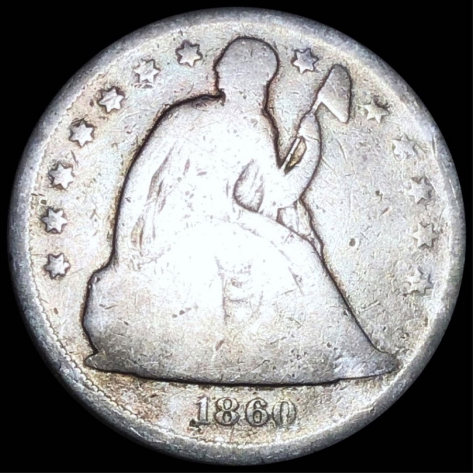 1860-O Seated Liberty Dollar NICELY CIRCULATED (1 of 2)