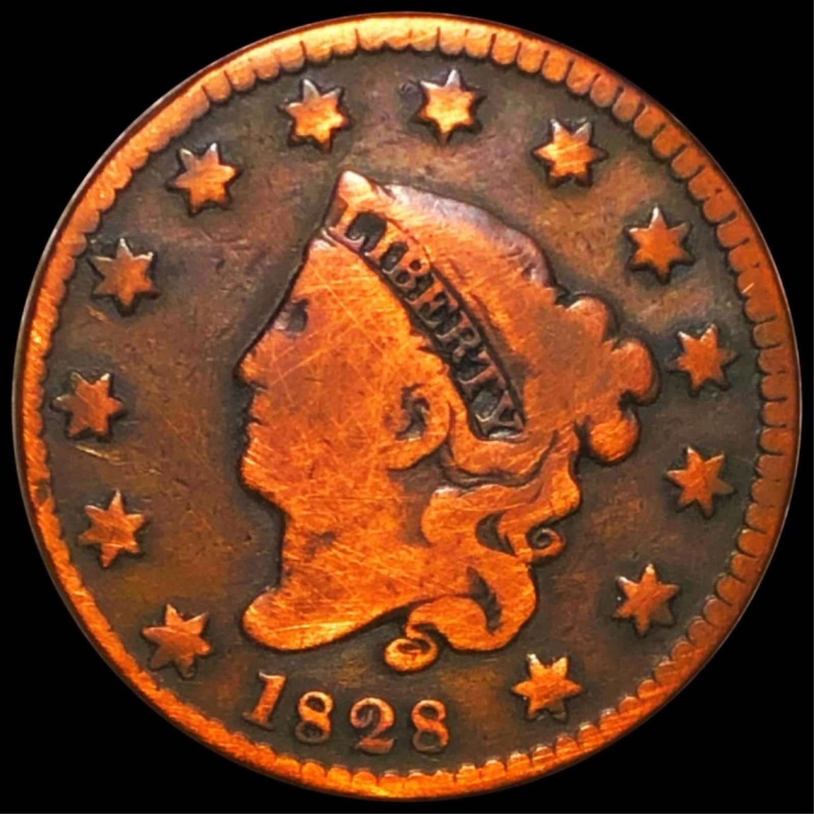 1828 Coronet Head Large Cent NICELY CIRCULATED (1 of 2)