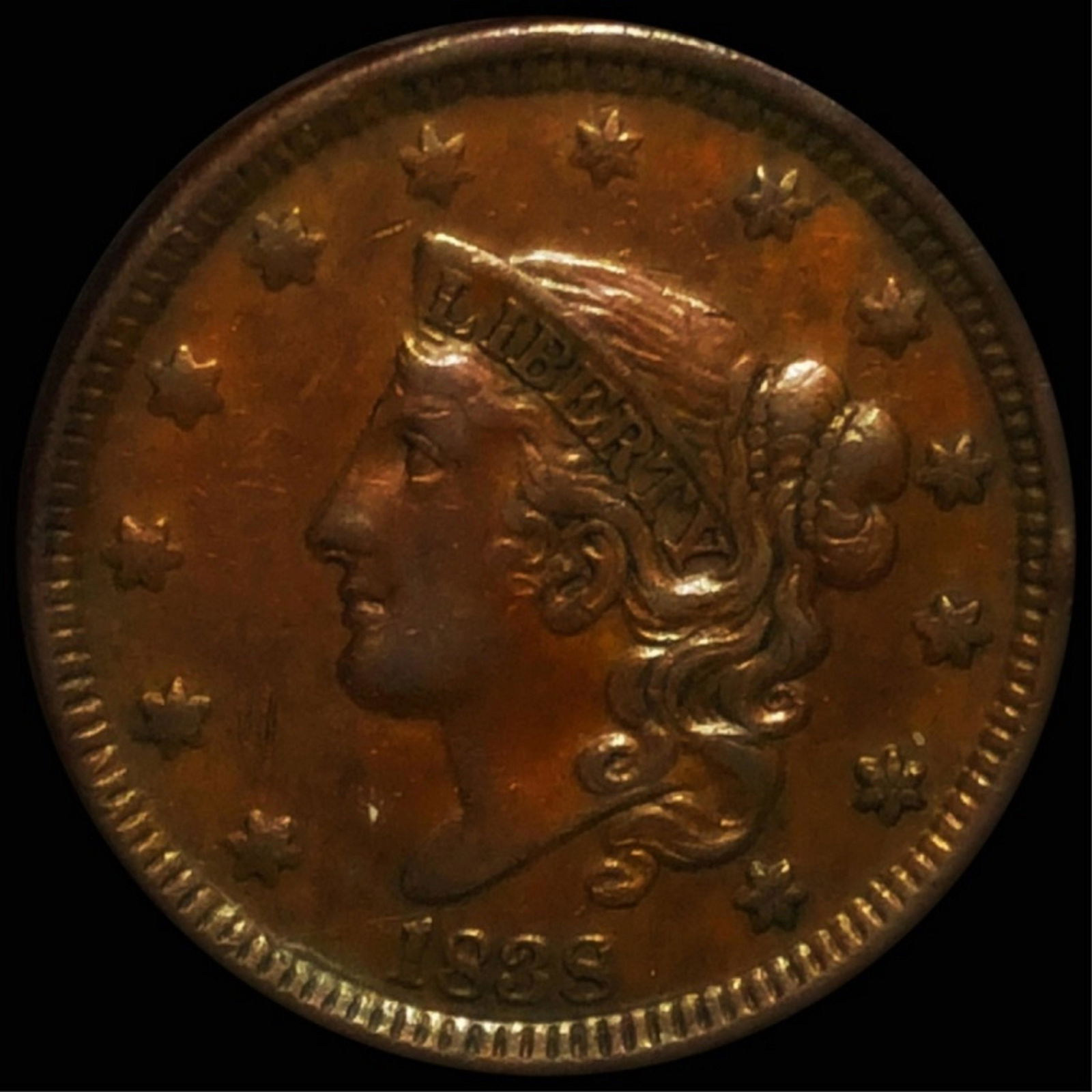 1838 Coronet Head Large Cent CLOSELY UNC (1 of 2)