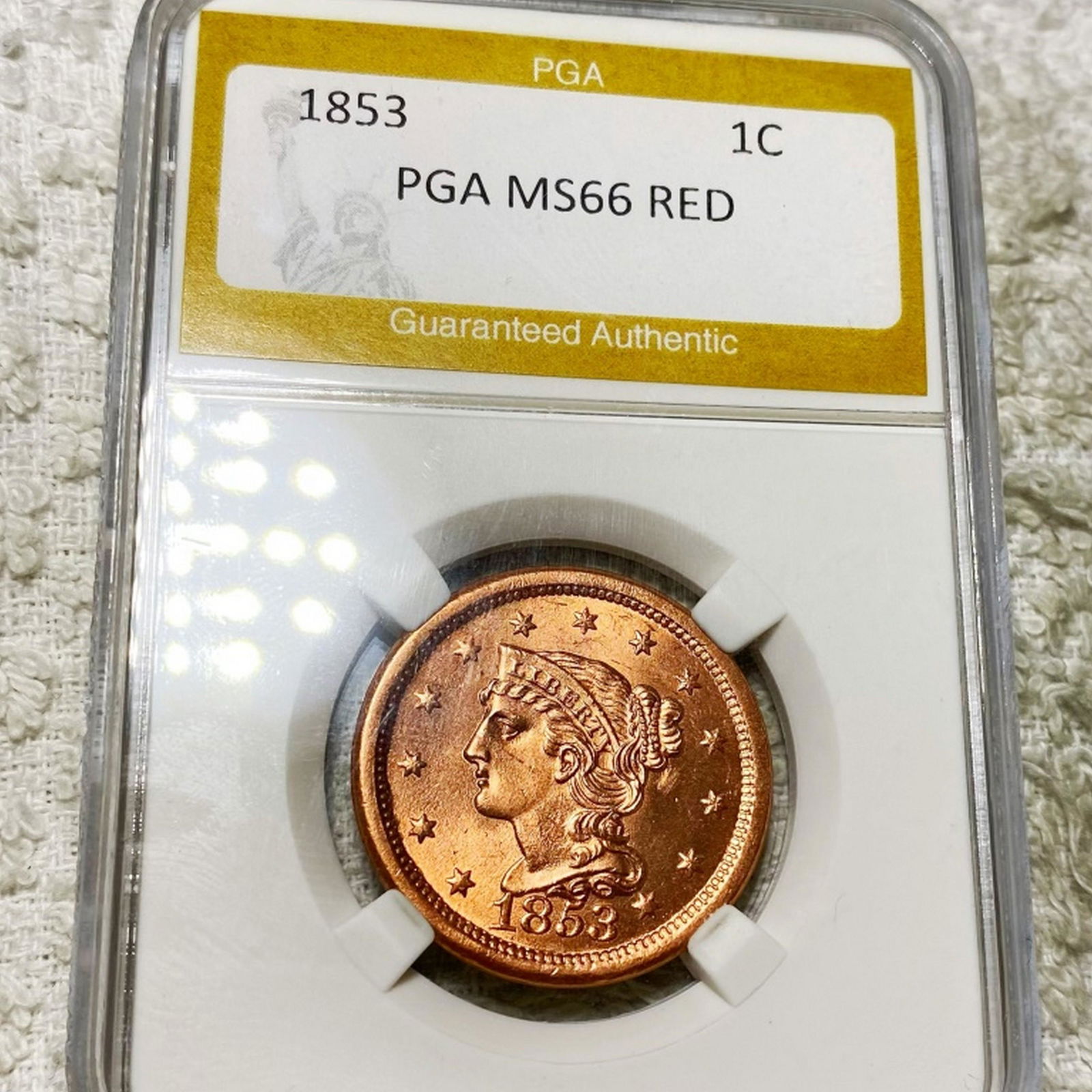 1853 Braided Hair Large Cent PGA - MS 66 RED (1 of 2)