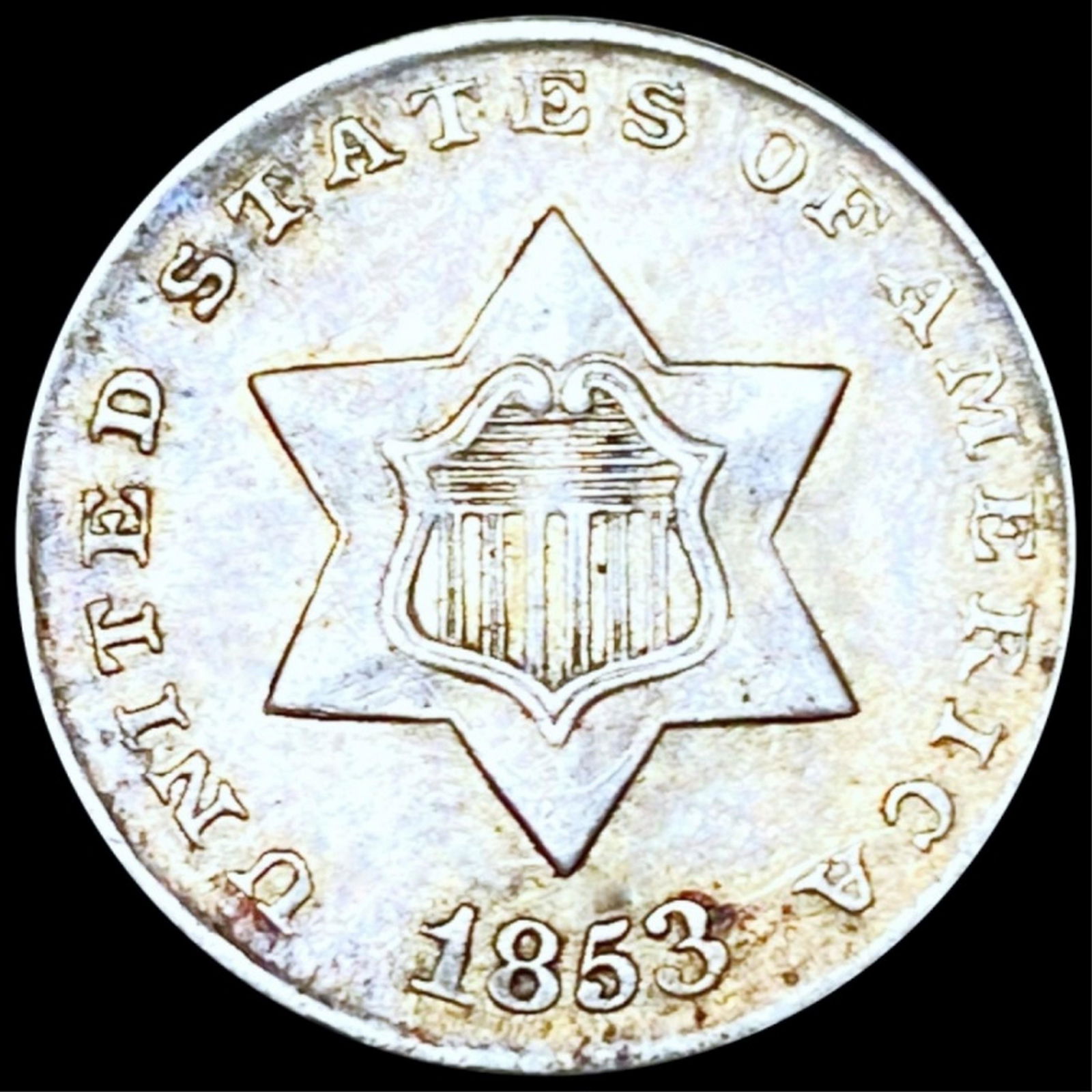 1853 Three Cent Silver NEARLY UNCIRCULATED (1 of 2)