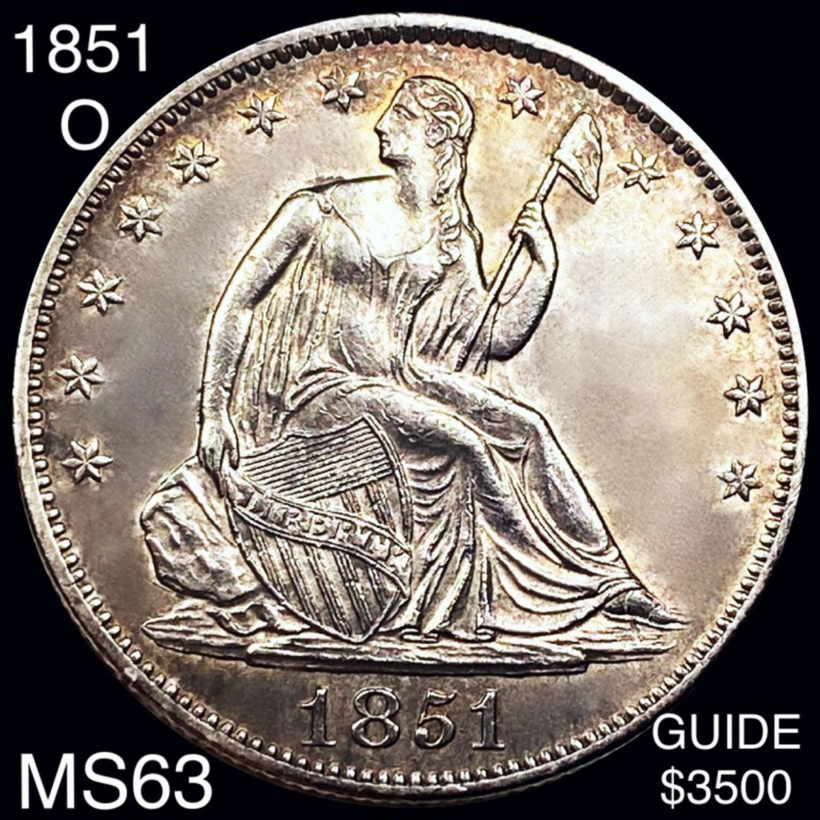 1851-O Seated Half Dollar CHOICE BU (1 of 2)
