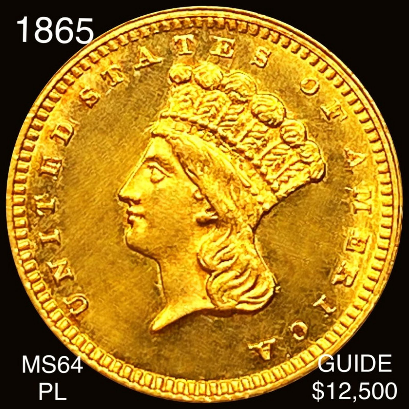 1865 Rare Gold Dollar CHOICE BU PL (1 of 2)