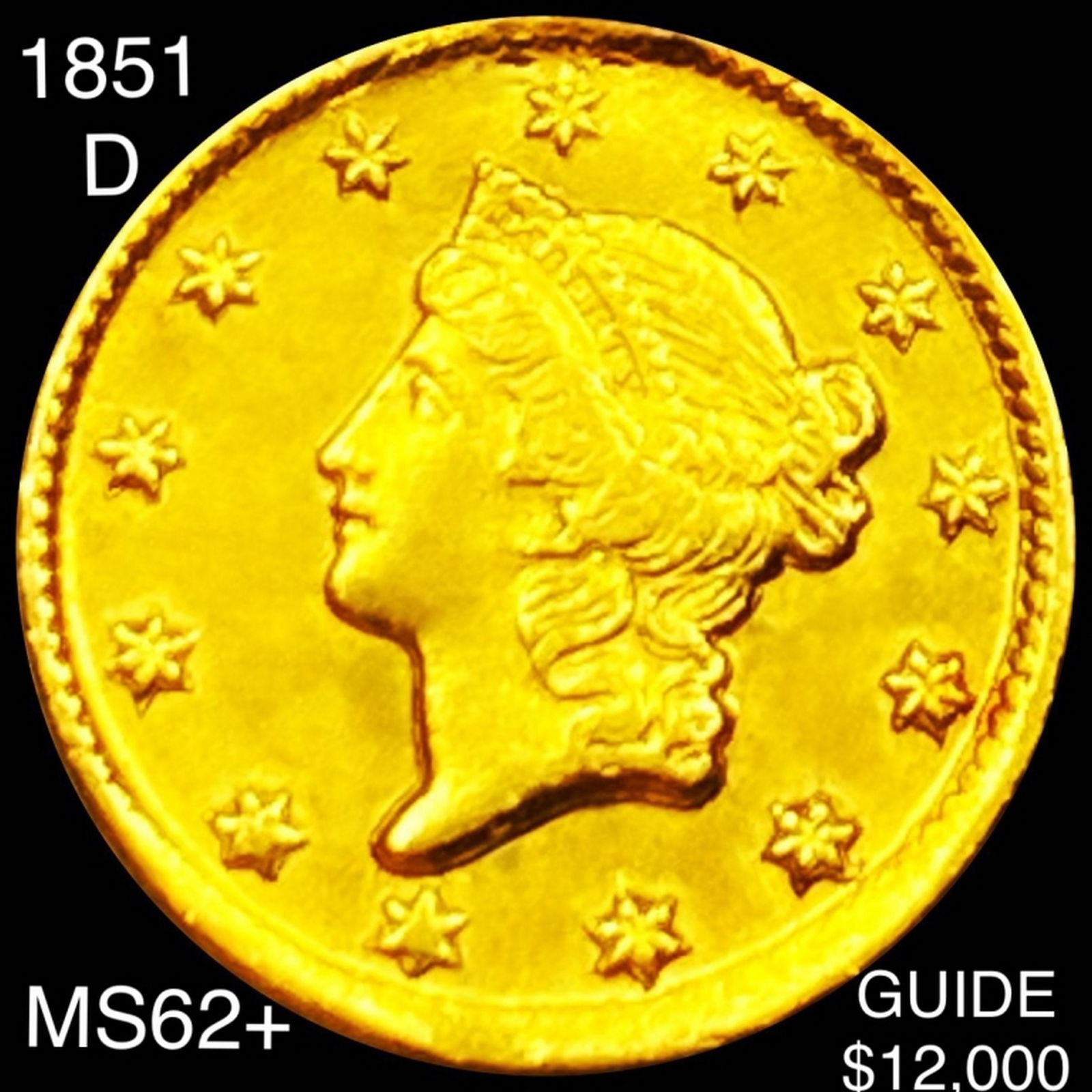 1851-D Rare Gold Dollar UNCIRCULATED (1 of 2)